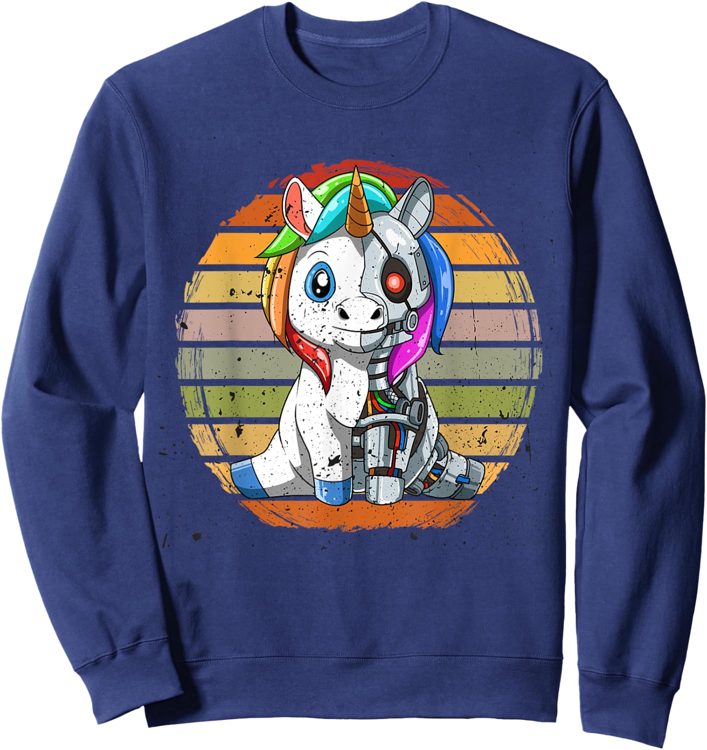 Grunge Unicorn Robot Robotic Cuddle Cyborg Sweatshirt - Sweatshirt | Navy