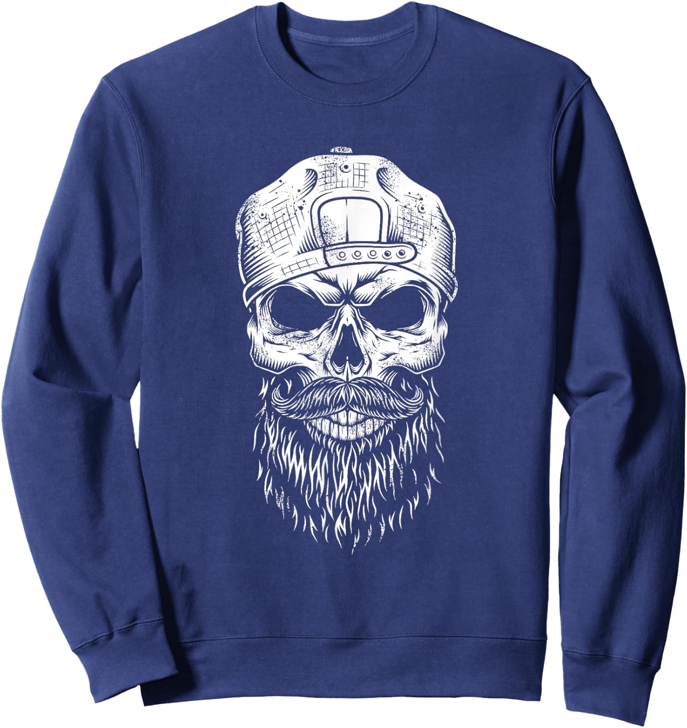 Grungy Hipster Bearded Skull - Beard Lover - Hipster Gift Sweatshirt - Sweatshirt | Navy