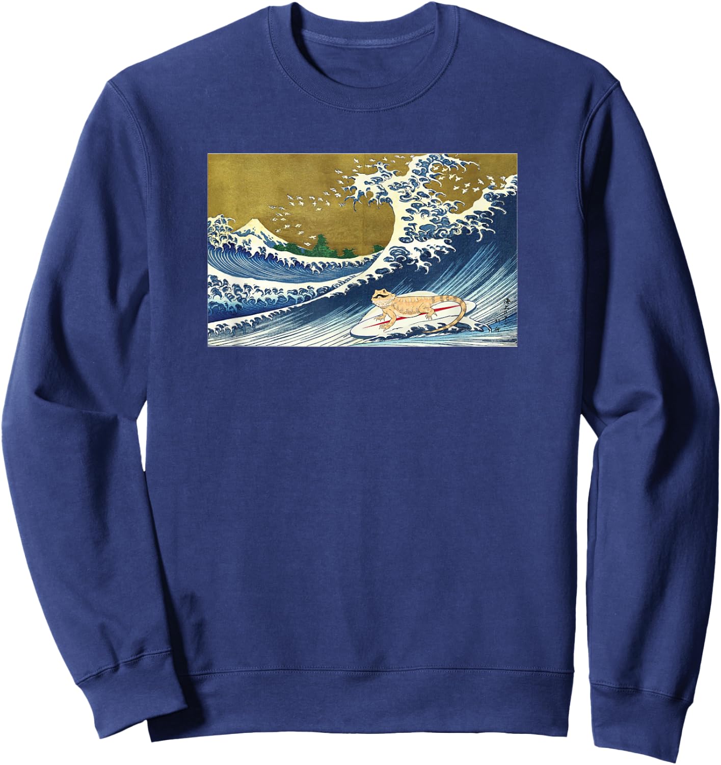 Tiny Dinosaur Retro Vintage Surfing Bearded Dragon Lover Sweatshirt - Sweatshirt | Navy