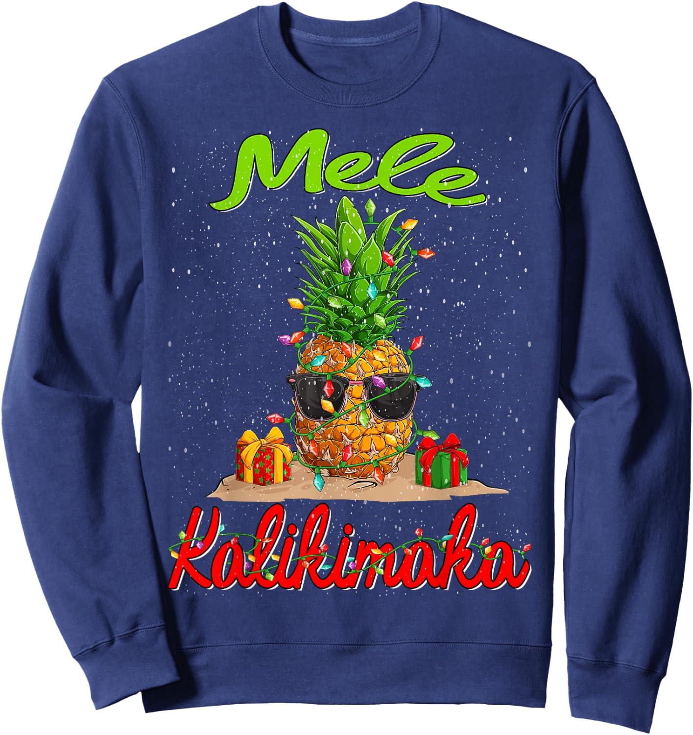 Mele Kalikimaka Christmas Pineapple Shaka Hawaii Sweatshirt - Sweatshirt | Navy