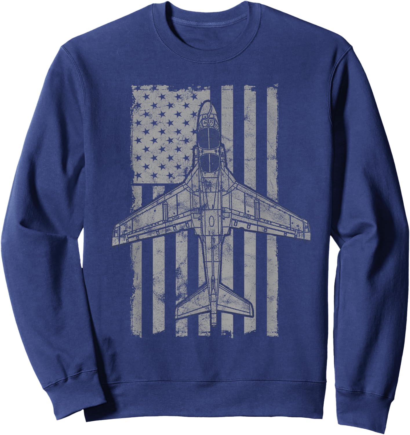EA-6B Prowler Military Airplane Vintage Flag Sweatshirt - Sweatshirt | Navy