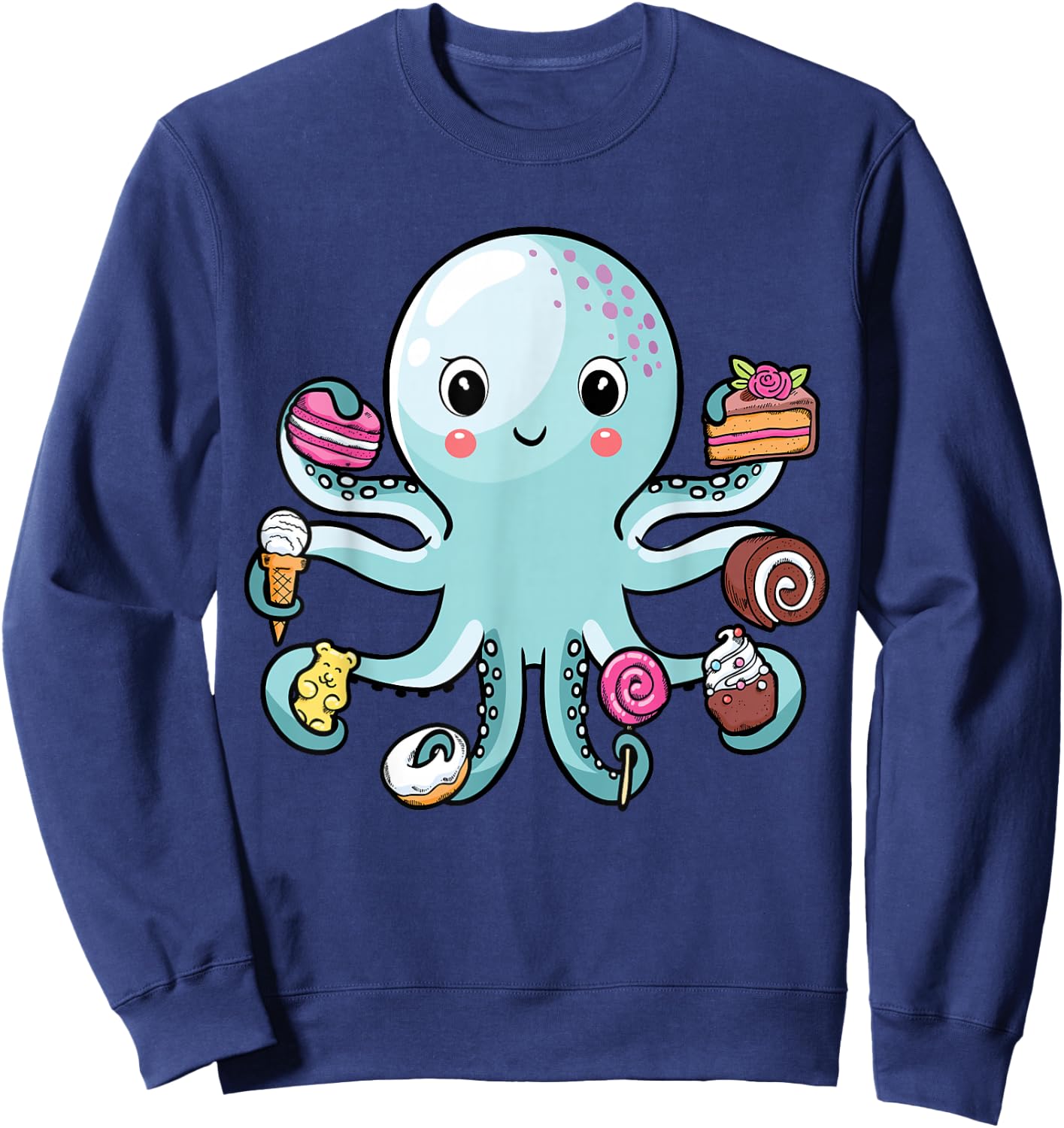 Octopus Octopus Cake Tentacles Marine Animals Children Sweatshirt - Sweatshirt | Navy