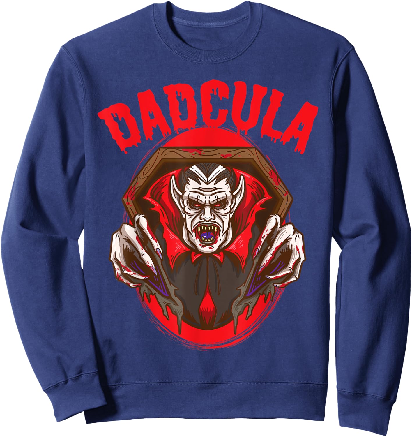 Dadcula Halloween Costume Dad Daddy Dracula Monster Sweatshirt - Sweatshirt | Navy