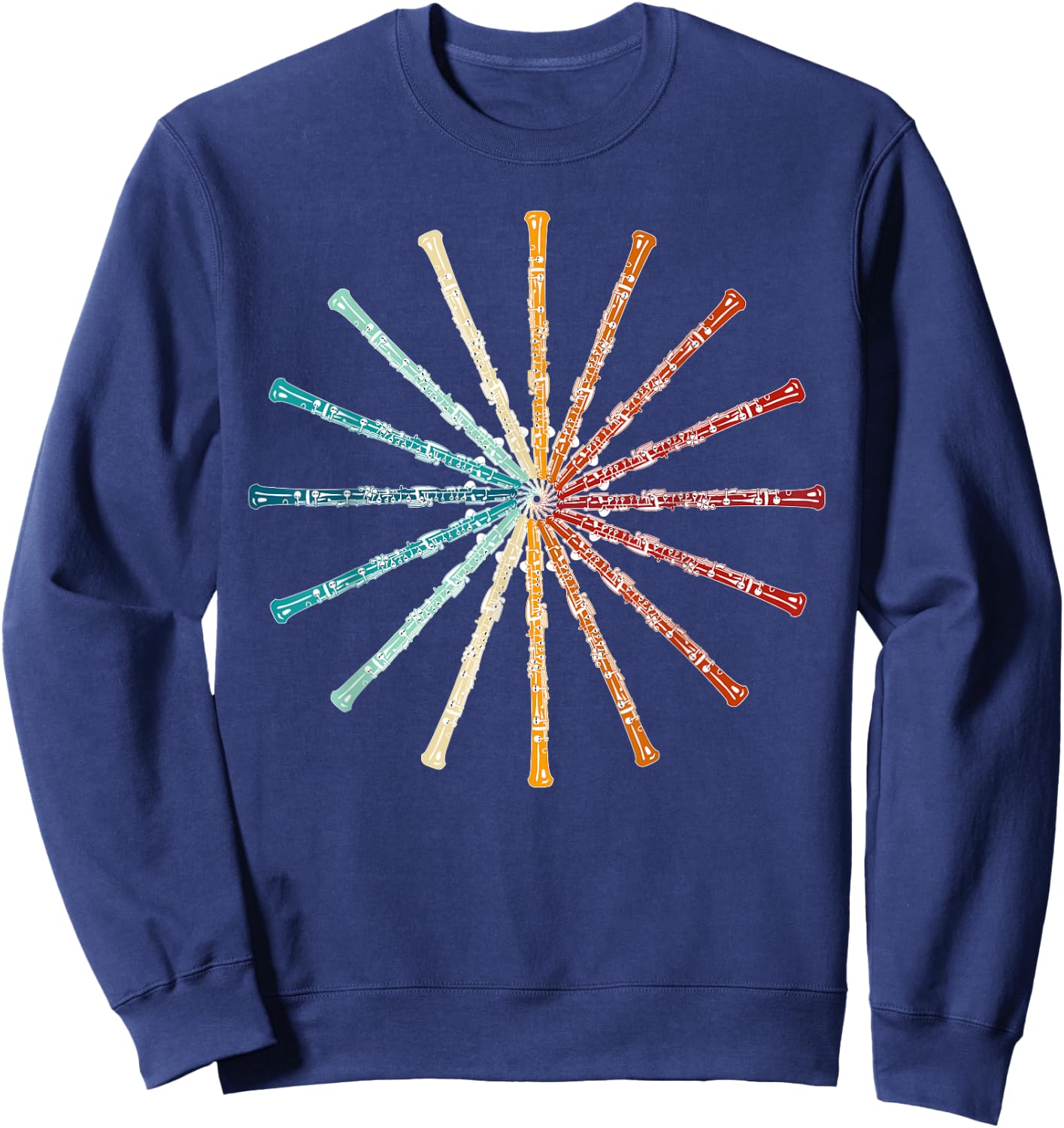 Irreverent Funny Oboe Retro Rainbow - Oboe Player Orchestra Band -Adults Sweatshirt - Sweatshirt | Navy
