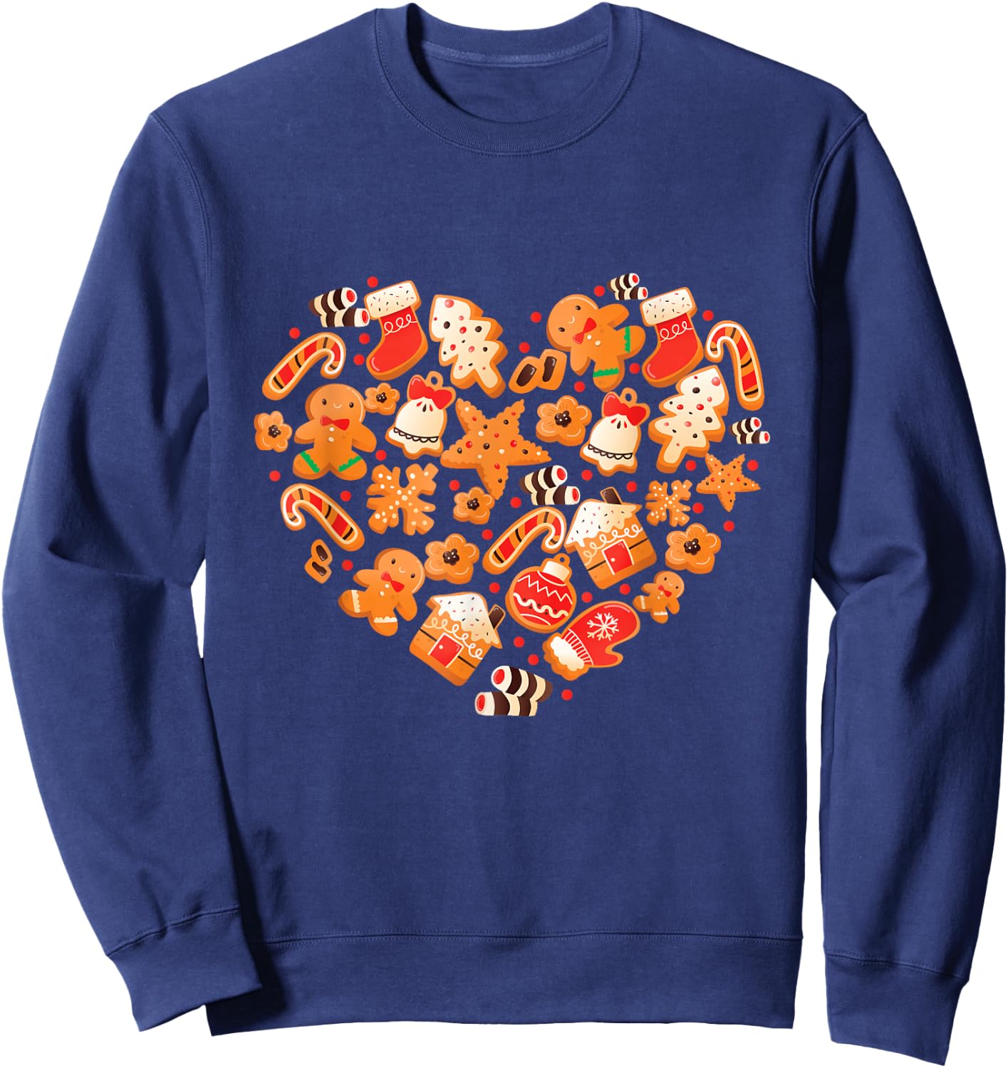 Bake Baking Gingerbread Man Christmas Cookie Heart Sweatshirt - Sweatshirt | Navy