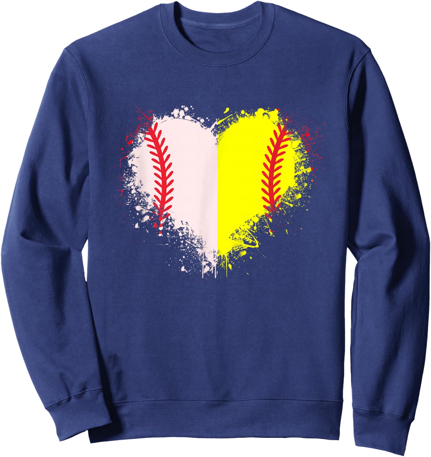 Cute Outlined Baseball Softball Heart Love Sweatshirt - Sweatshirt | Navy