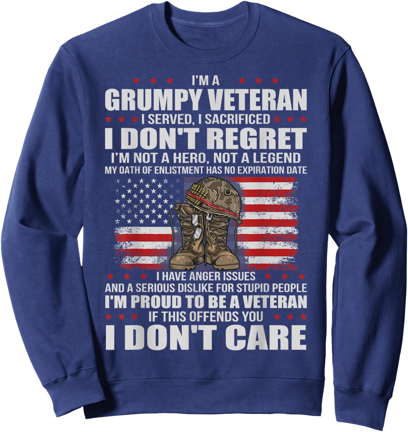 I'm A Grumpy Veteran Grandpa Patriotic Retired US Military Sweatshirt - Sweatshirt | Navy