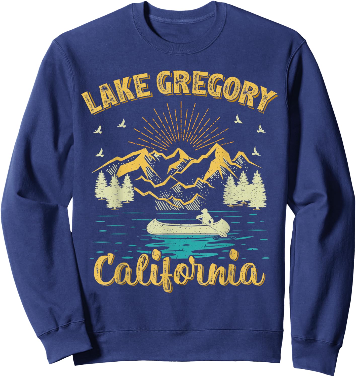 Summer Vacation Retro Mountain California Gregory Lake Men Women Kids Sweatshirt - Sweatshirt | Navy
