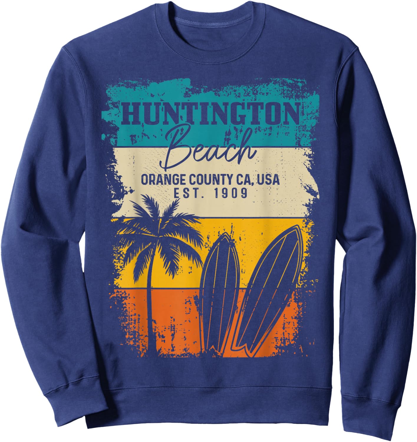 Huntington Beach Surfing Vintage Orange County California Sweatshirt - Sweatshirt | Navy