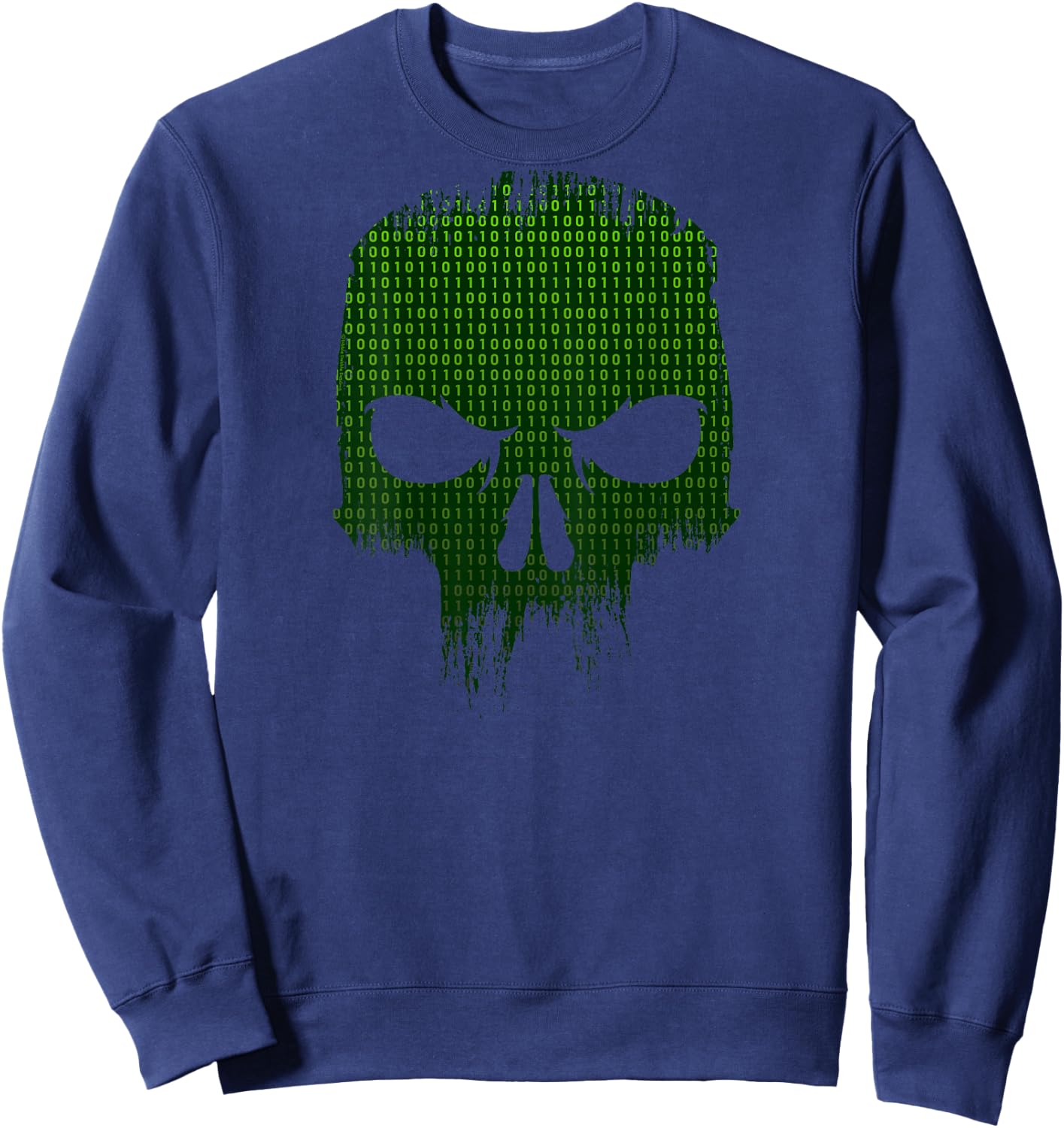 On Back Binary Code Skull Programmer Developer Tech Geek Sweatshirt - Sweatshirt | Navy