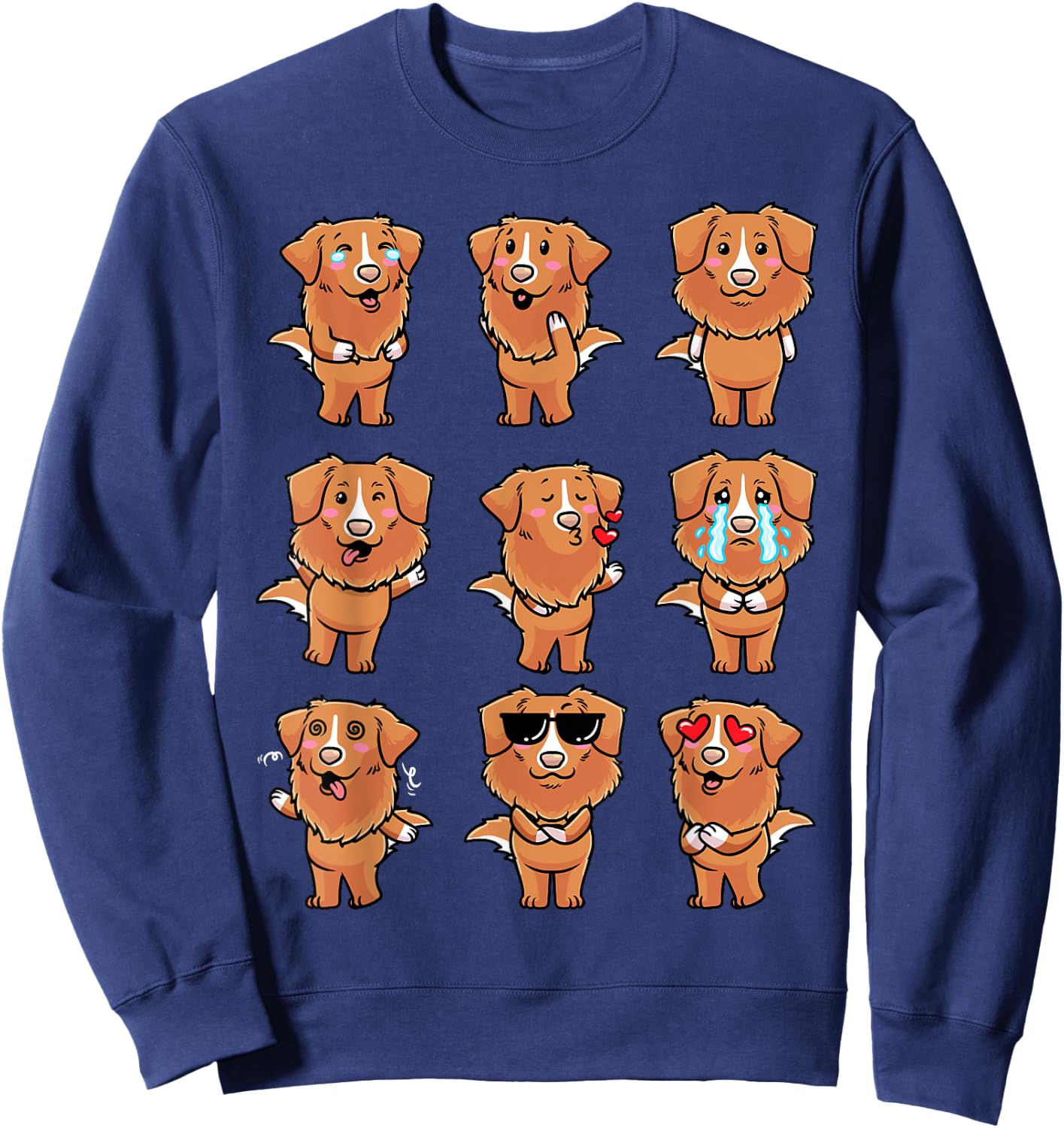 Thembtollermal Nova Scotia Duck Tolling Retriever Dog Emotions Sweatshirt - Sweatshirt | Navy