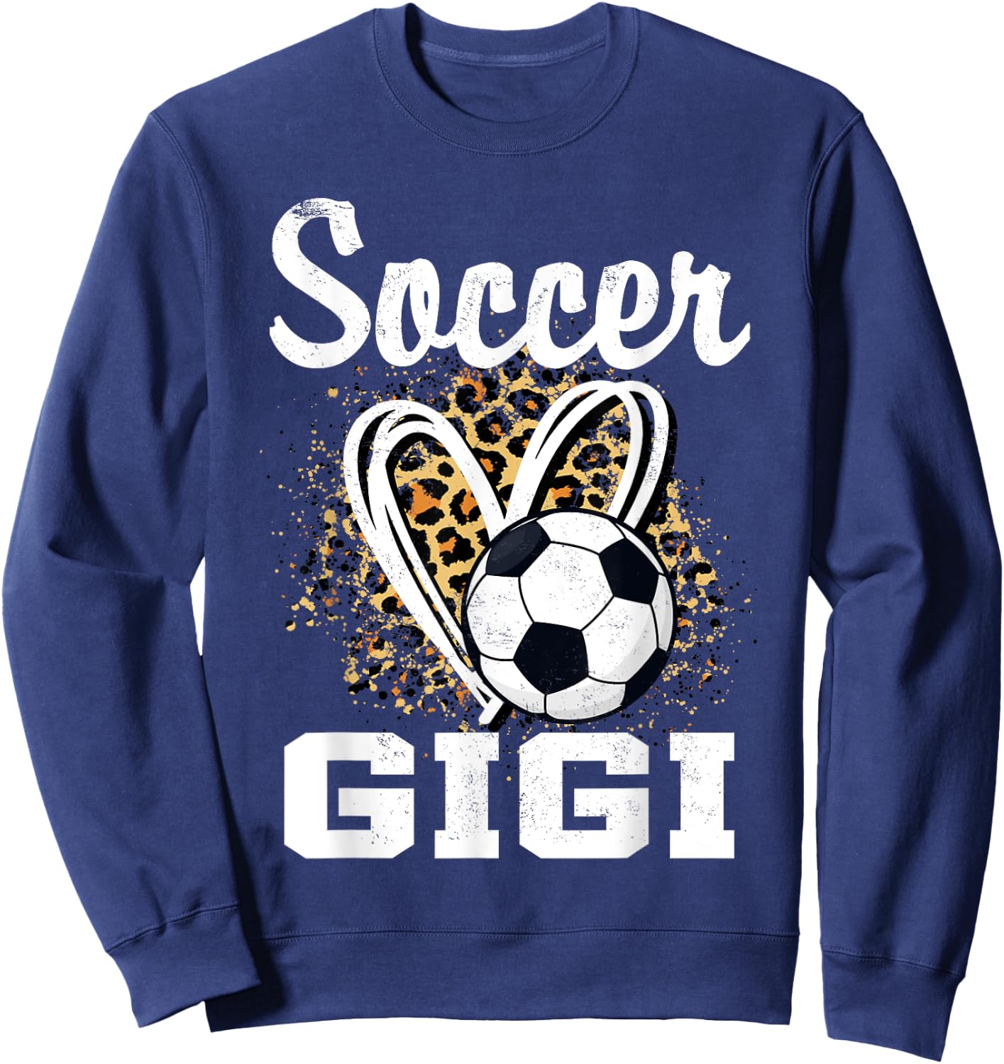 Soccer Gigi Leopard Heart Grandma Sweatshirt - Sweatshirt | Navy
