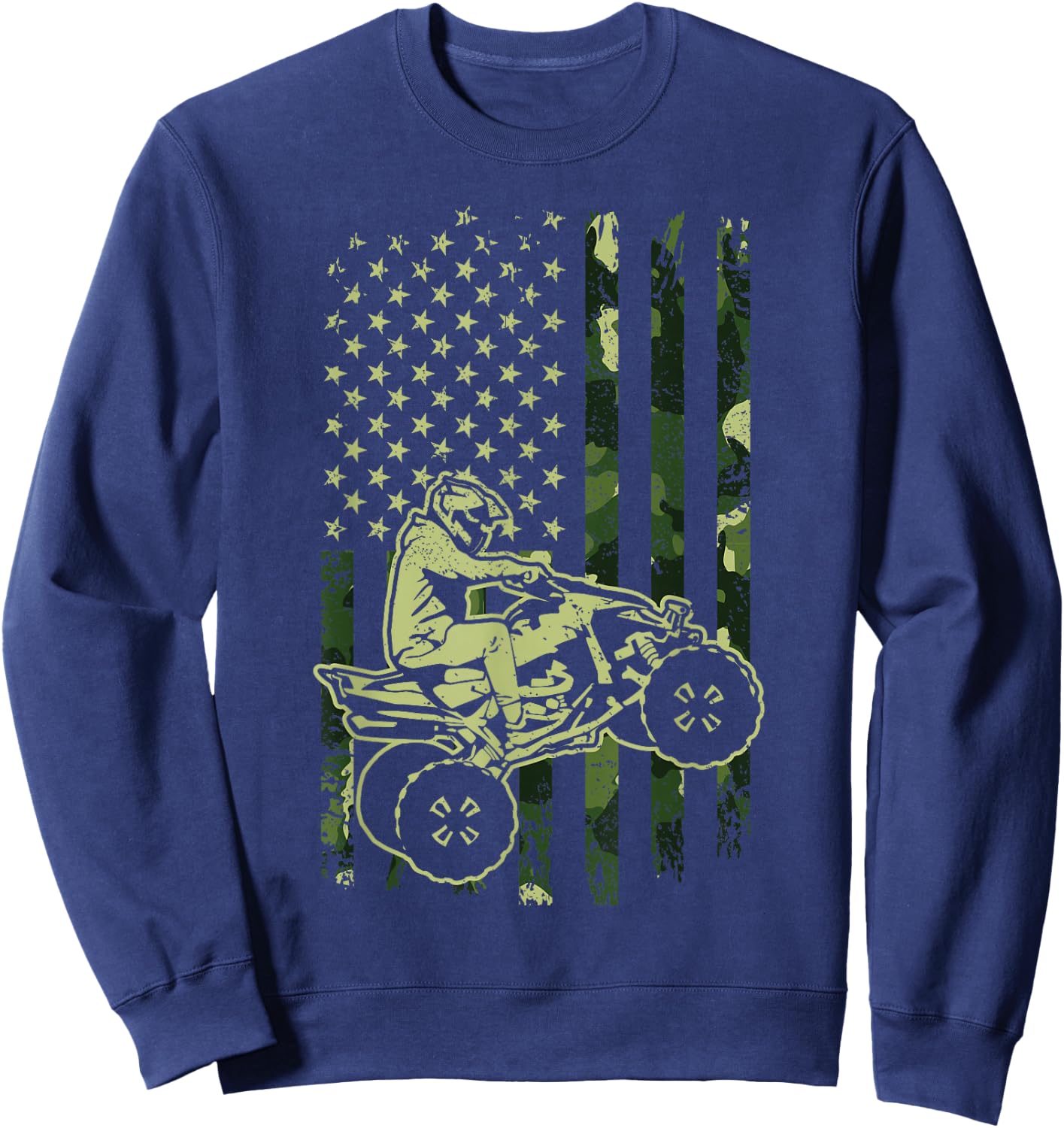 Camouflage American Flag Four Wheeler ATV Mudding Quad Bike Sweatshirt - Sweatshirt | Navy