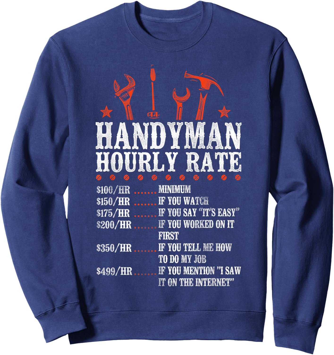 Funny Handyman HD0 Vintage Black , -Adults, Small, Short Sleeve, Classic Fit, , Polyester 100% Sweatshirt - Sweatshirt | Navy