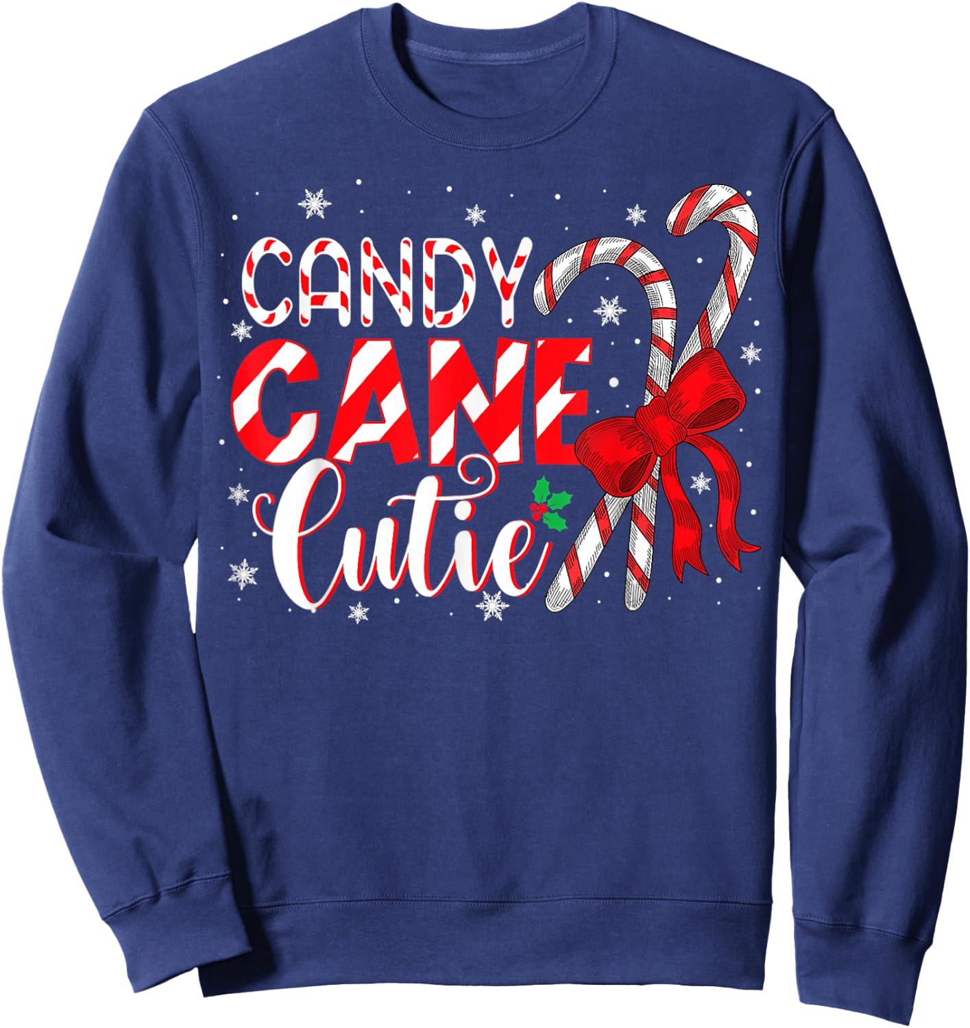 Funny Christmas Candy Cane Cutie Girls Xmas Pajama Sweatshirt - Sweatshirt | Navy