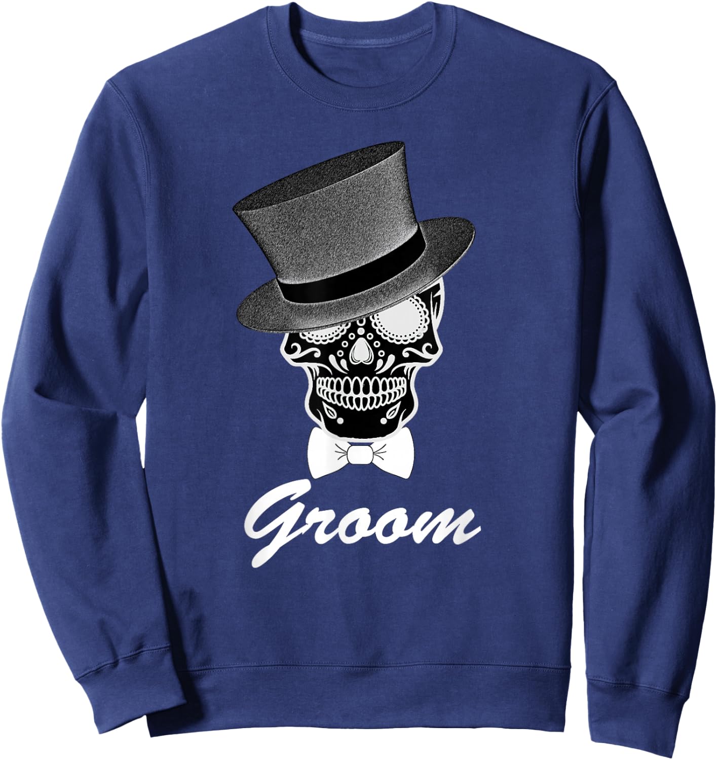 Groom Halloween Wedding Day of Dead Sweatshirt - Sweatshirt | Navy
