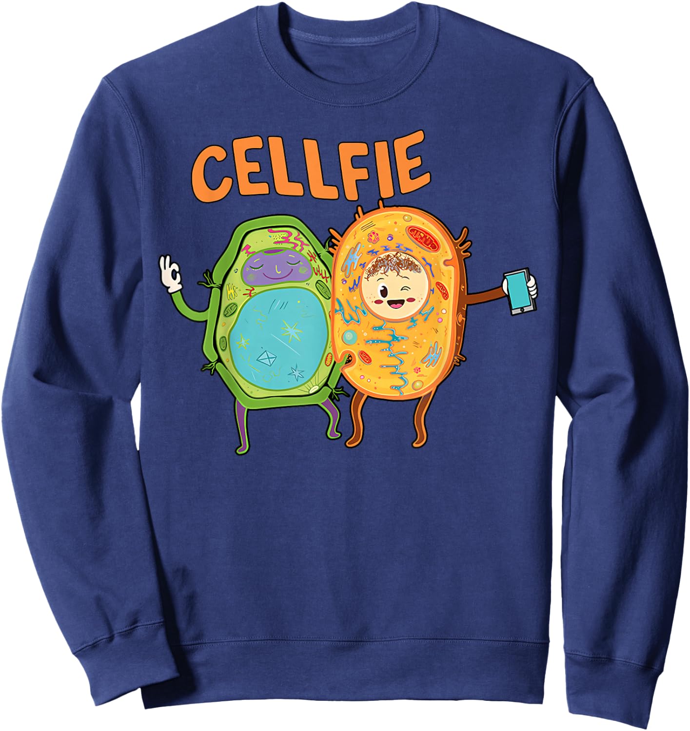 Funny Science Teacher Cellfie Biology Science Back To School Sweatshirt - Sweatshirt | Navy