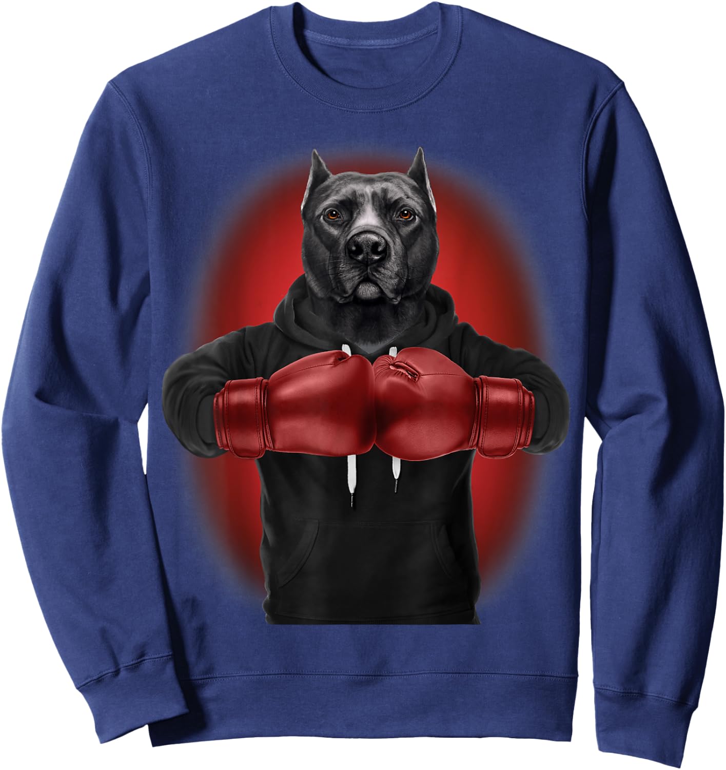 Boxing Black Pit Bull Dog, Martial Arts Warrior Sweatshirt - Sweatshirt | Navy