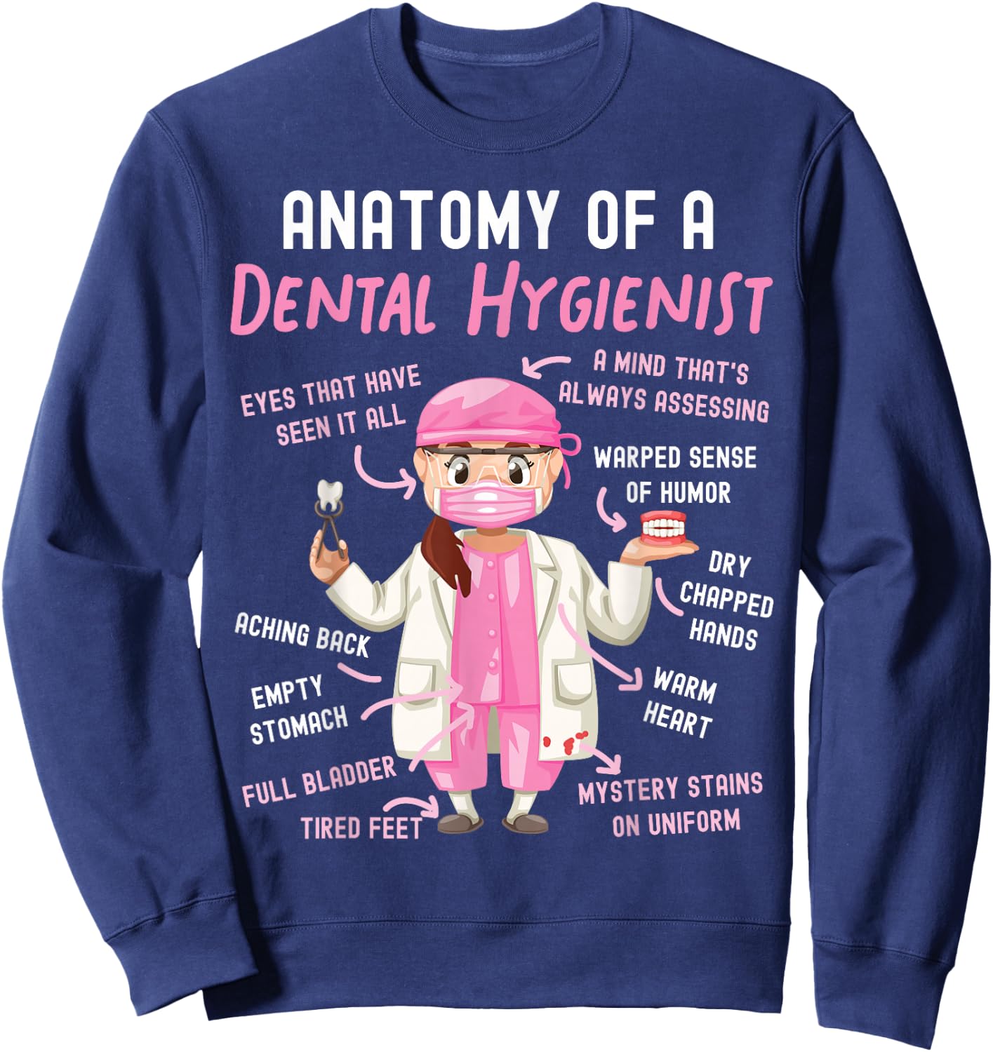 Dental Hygienist Anatomy Sweatshirt - Sweatshirt | Navy