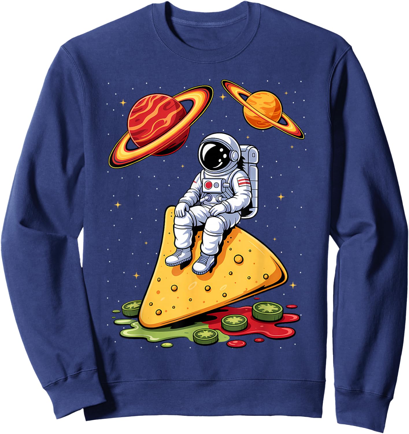 Astronaut Space Nachos Planet Stars Galaxy Cinco De Mayo Sweatshirt - Sweatshirt | Navy