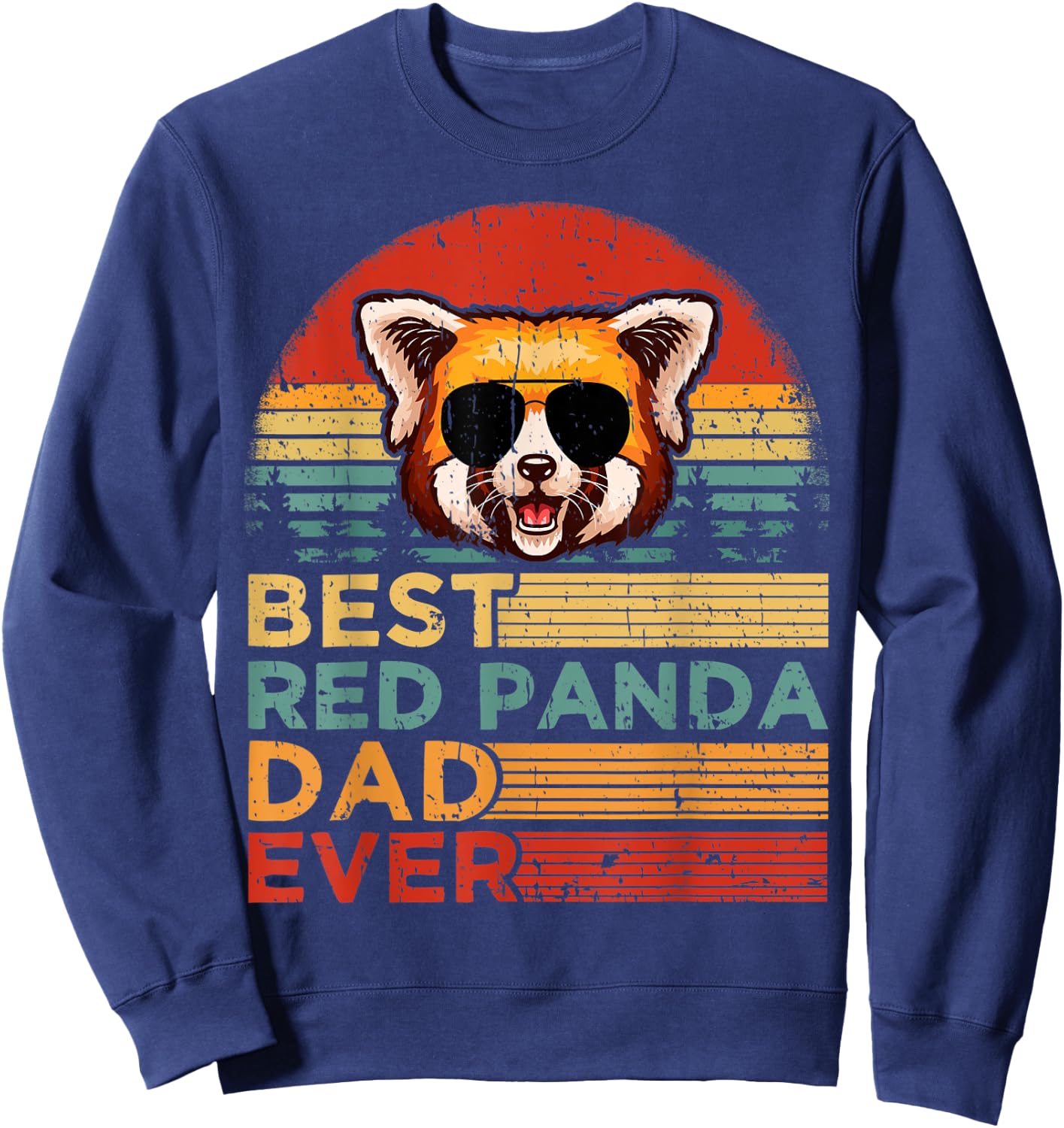 Vintage Best Red Panda Dad Ever Funny Red Panda Father's Day Sweatshirt - Sweatshirt | Navy