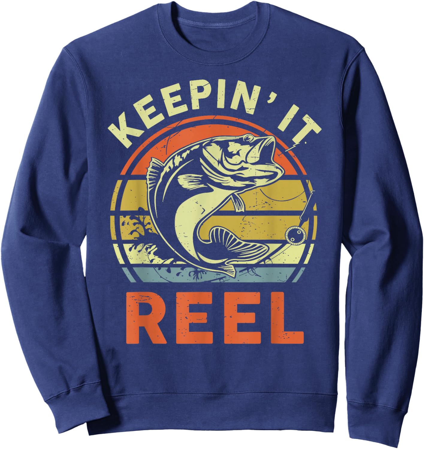 Bass Fishing-Shirt Keeping It Reel Cool Dad Gift Funny Papa Sweatshirt - Sweatshirt | Navy