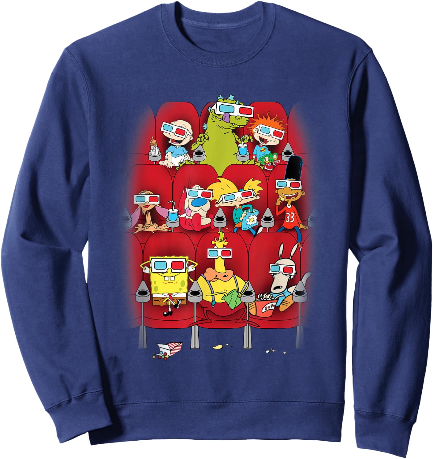 Nick Rewind 90's Nick Characters in Movie Theater Sweatshirt - Sweatshirt | Navy