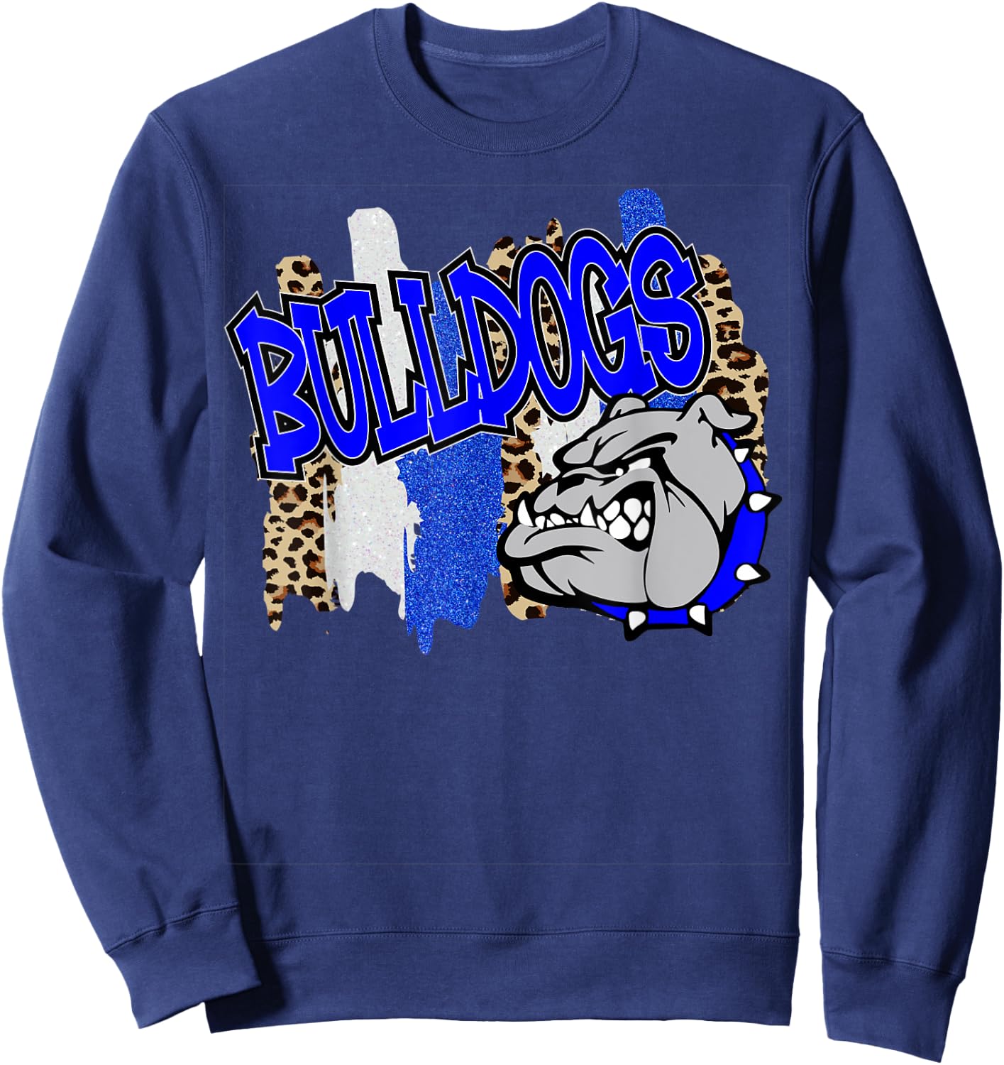 Bulldogs Swash Blue White School Spirit Sweatshirt - Sweatshirt | Navy