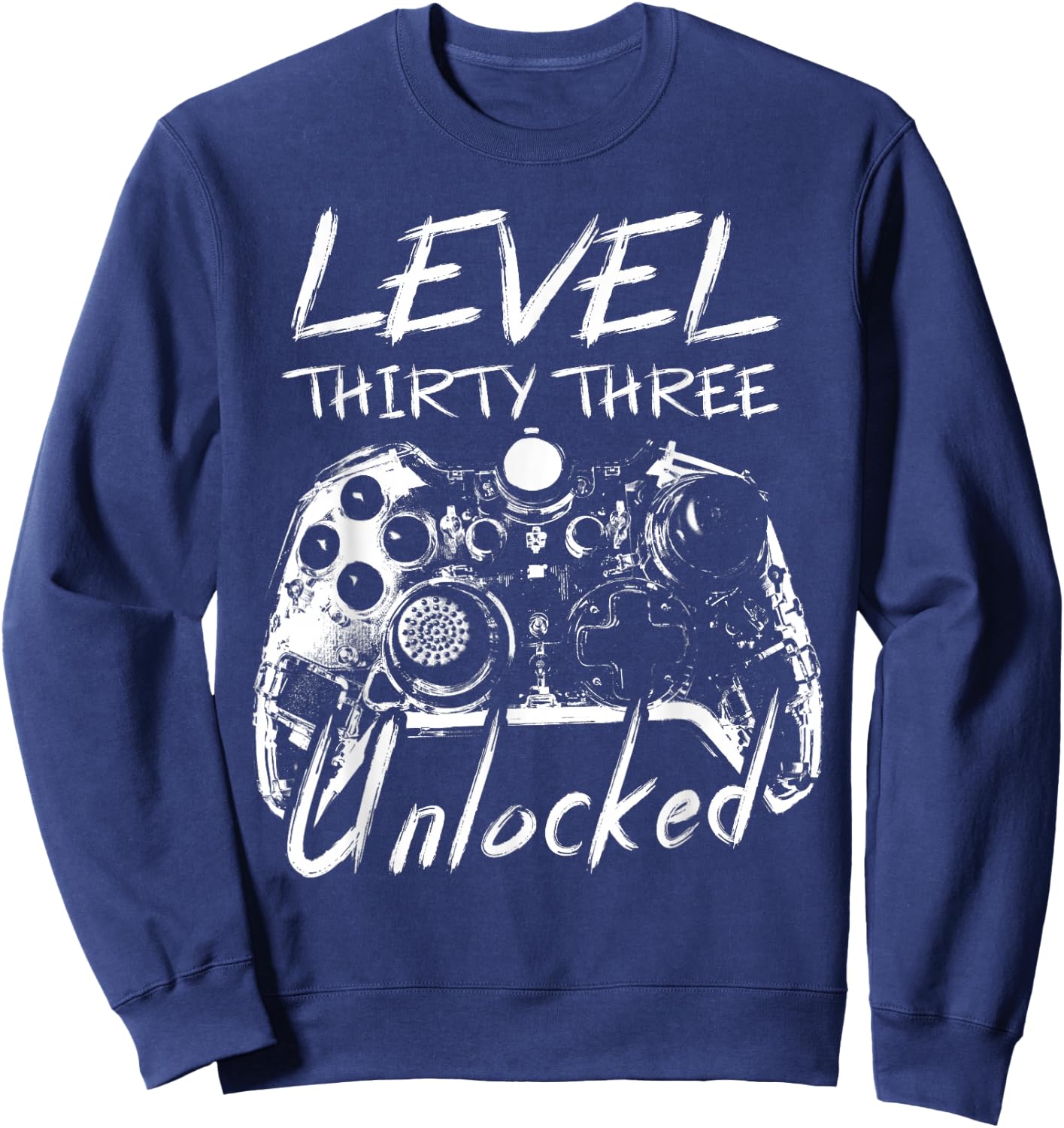 Level 33 Unlocked 33 Years Old Vintage Gamer 33rd Birthday Sweatshirt - Sweatshirt | Navy
