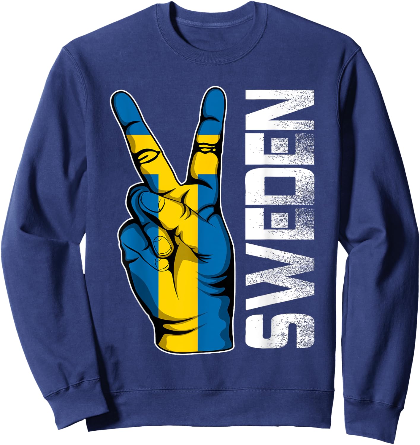 Retro Patriotic Victory Sweden Flag Fingers Kids Men Sweatshirt - Sweatshirt | Navy