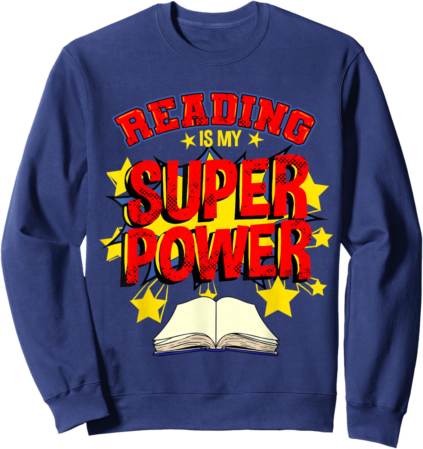 Reading Is My Superpower Comic Book Sweatshirt - Sweatshirt | Navy