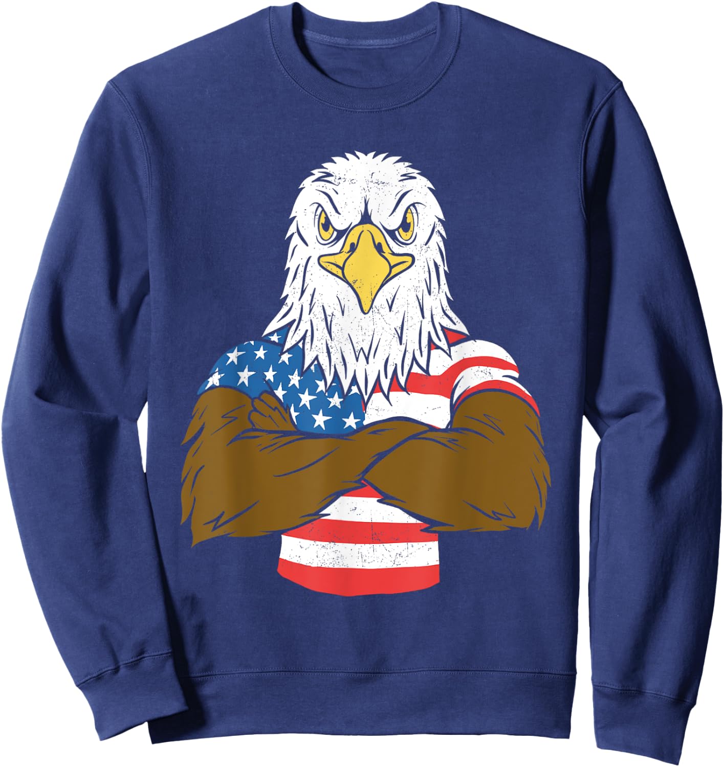 Patriotic Bald Eagle - USA American Flag 4th of July Fourth Sweatshirt - Sweatshirt | Navy