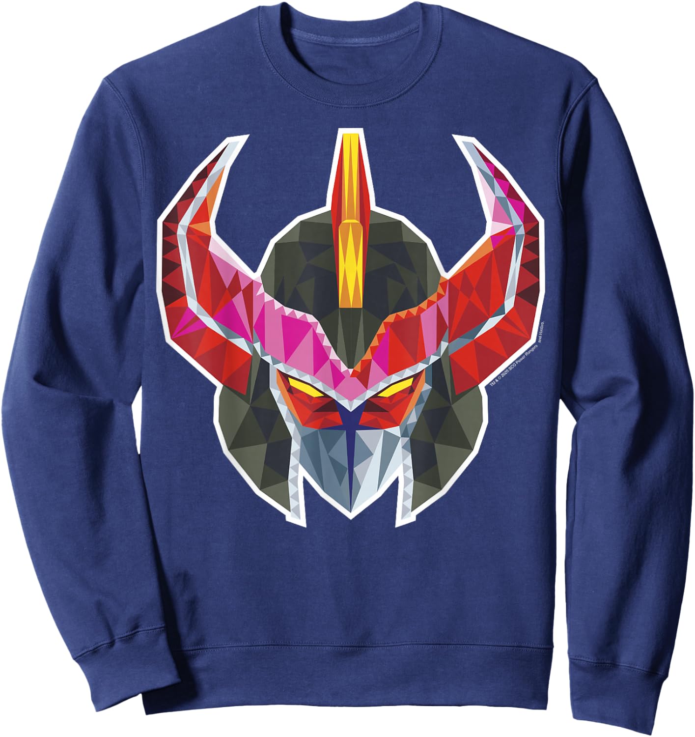 Power Rangers Megazord Retro Polygon Style Helmet Sweatshirt - Sweatshirt | Navy