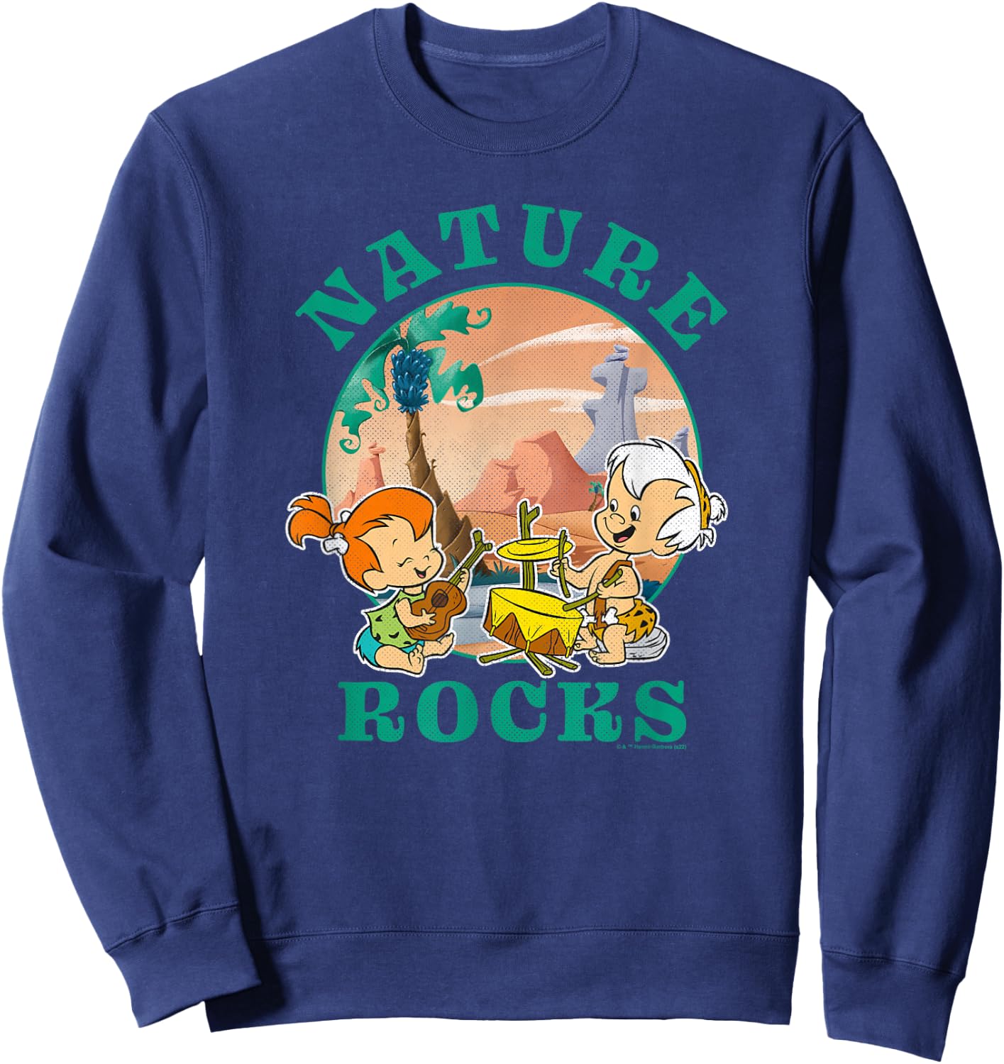 The Flintstones Pebbles & Bamm Bamm Nature Rocks Sweatshirt - Sweatshirt | Navy