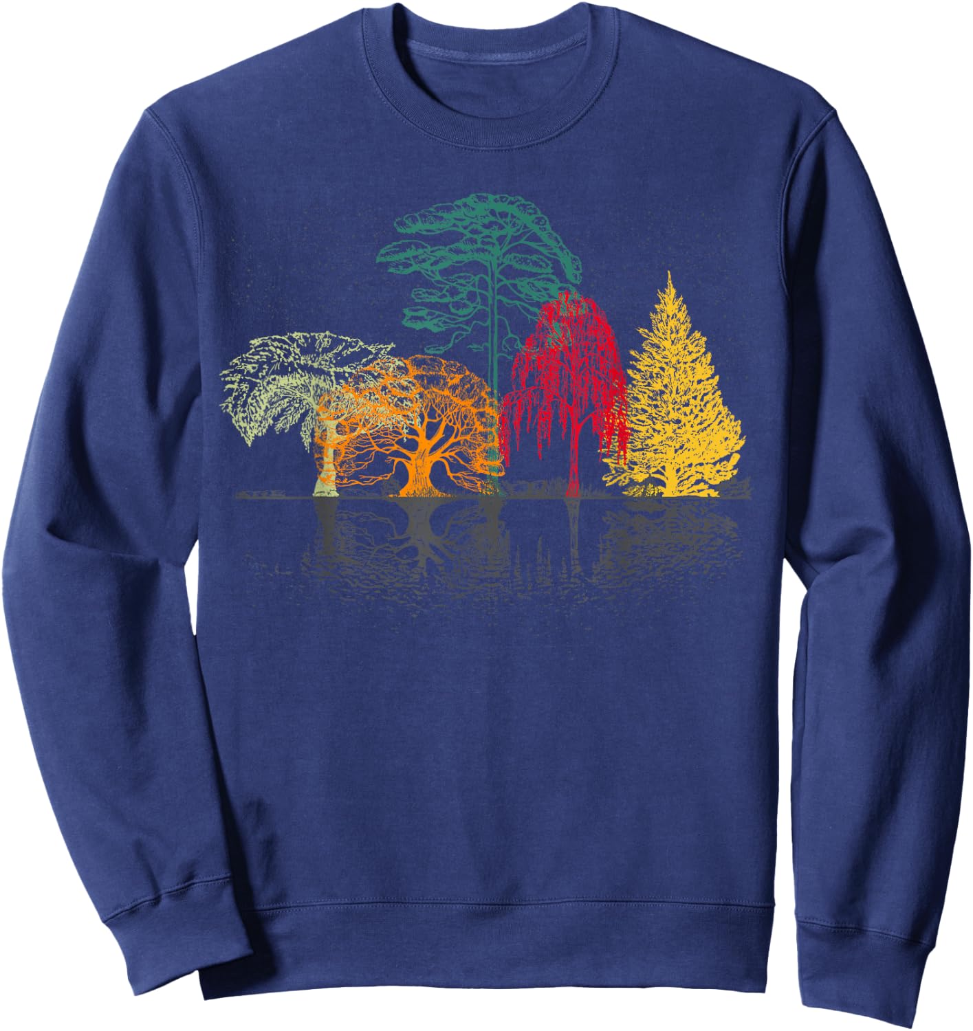 Fall Wildlife Outdoor Trees Reflection Forest Nature Sweatshirt - Sweatshirt | Navy