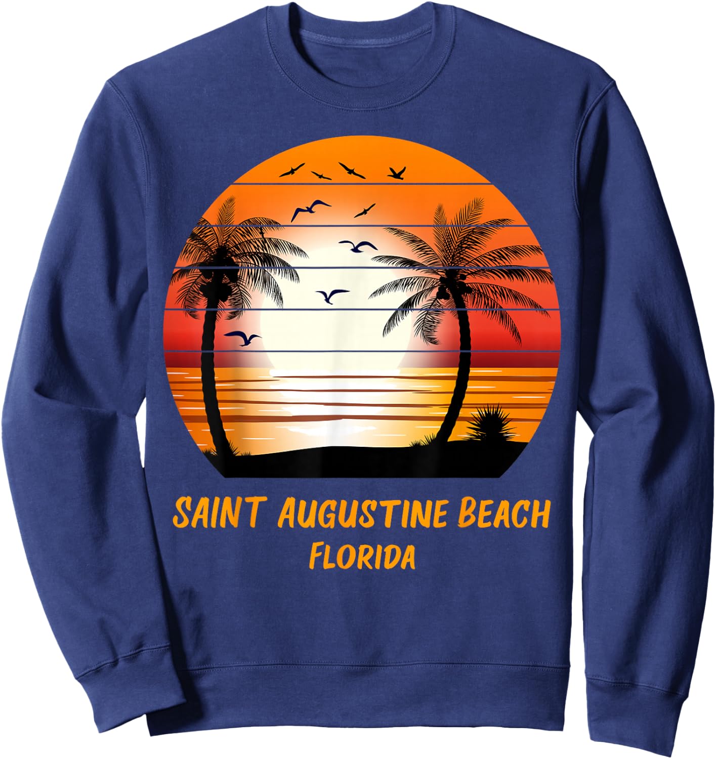 Saint Augustine Beach Florida Vintage Sunset Retro Summer Sweatshirt - Sweatshirt | Navy