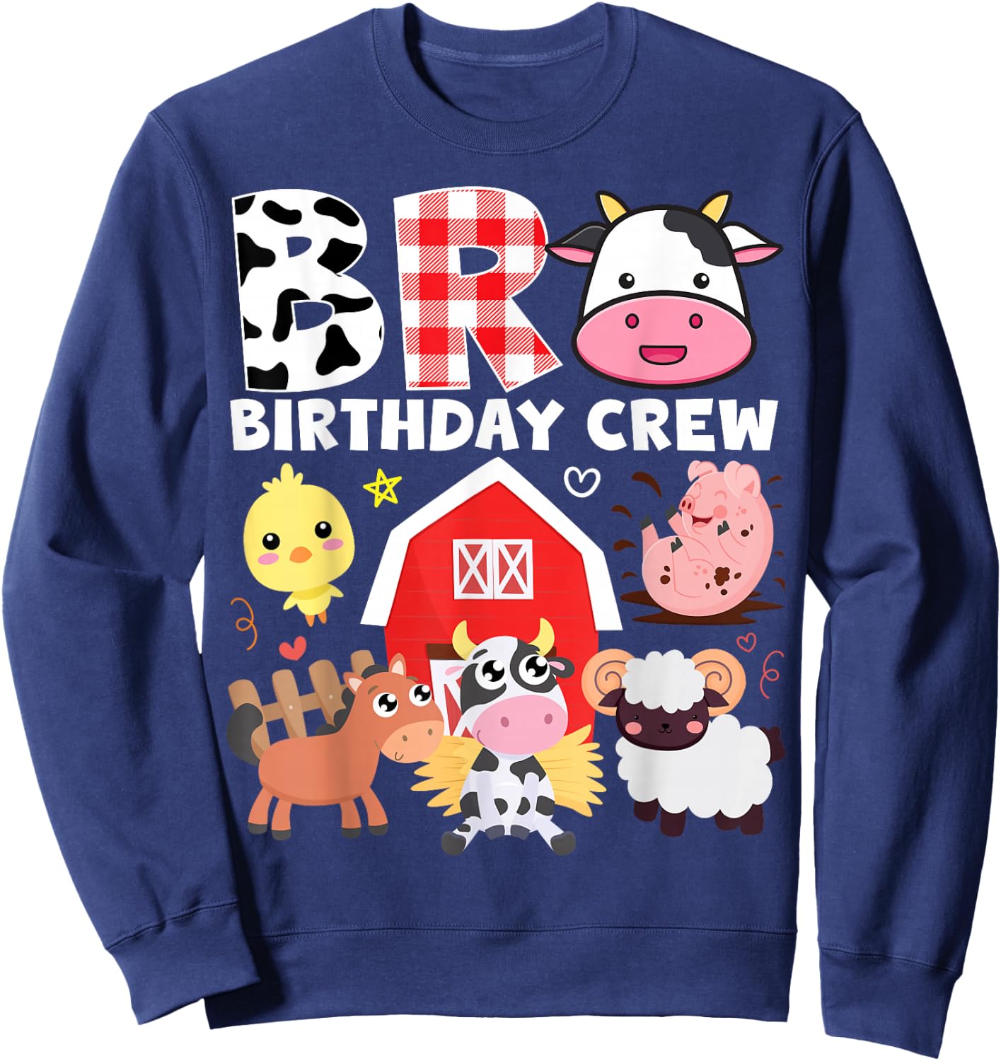 Cow Bro Birthday Crew Farm Theme Animals Kids Birthday Party Sweatshirt - Sweatshirt | Navy
