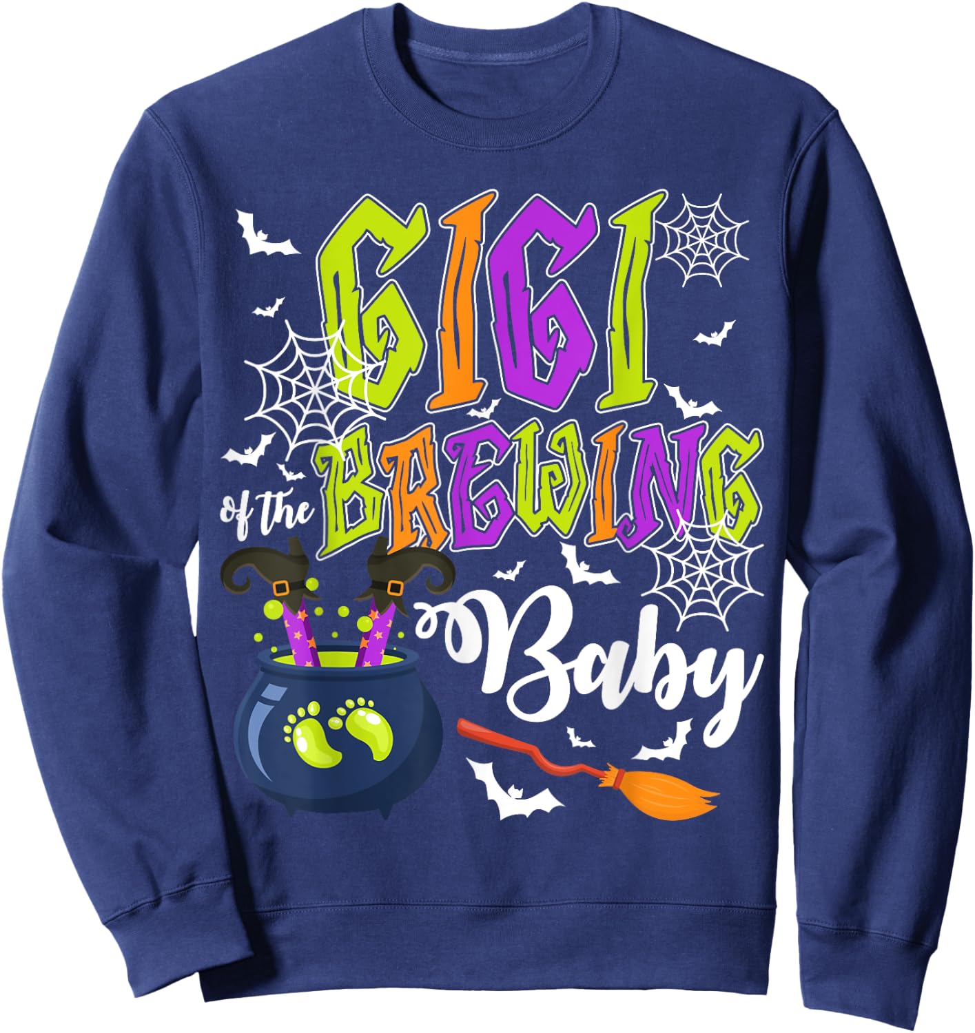 Gigi of Brewing Baby Matching Family Halloween Baby Shower Sweatshirt - Sweatshirt | Navy
