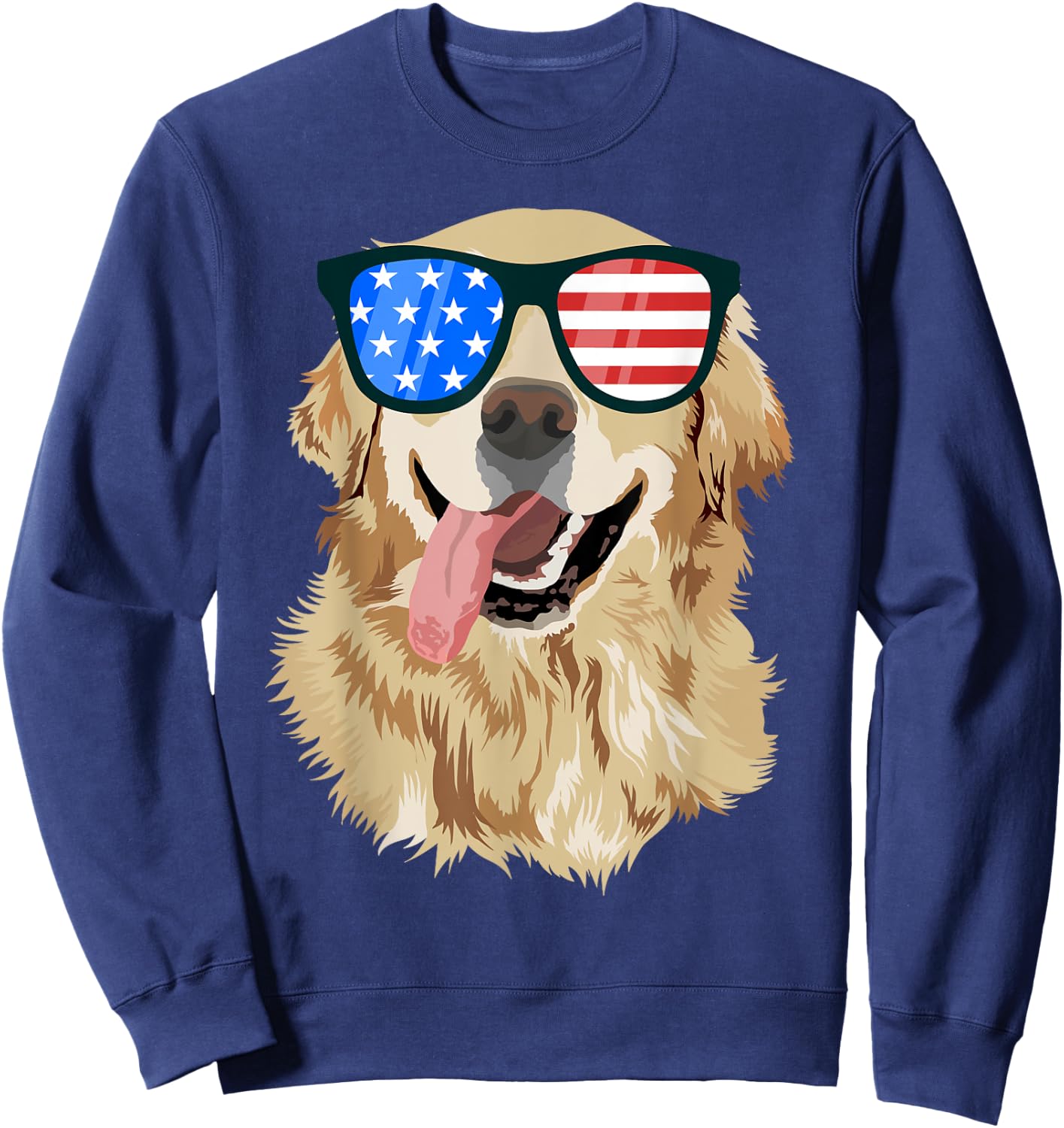 Golden Retriever USA American Flag Dog Lover Puppy Owner Women Kids Men Sweatshirt - Sweatshirt | Navy