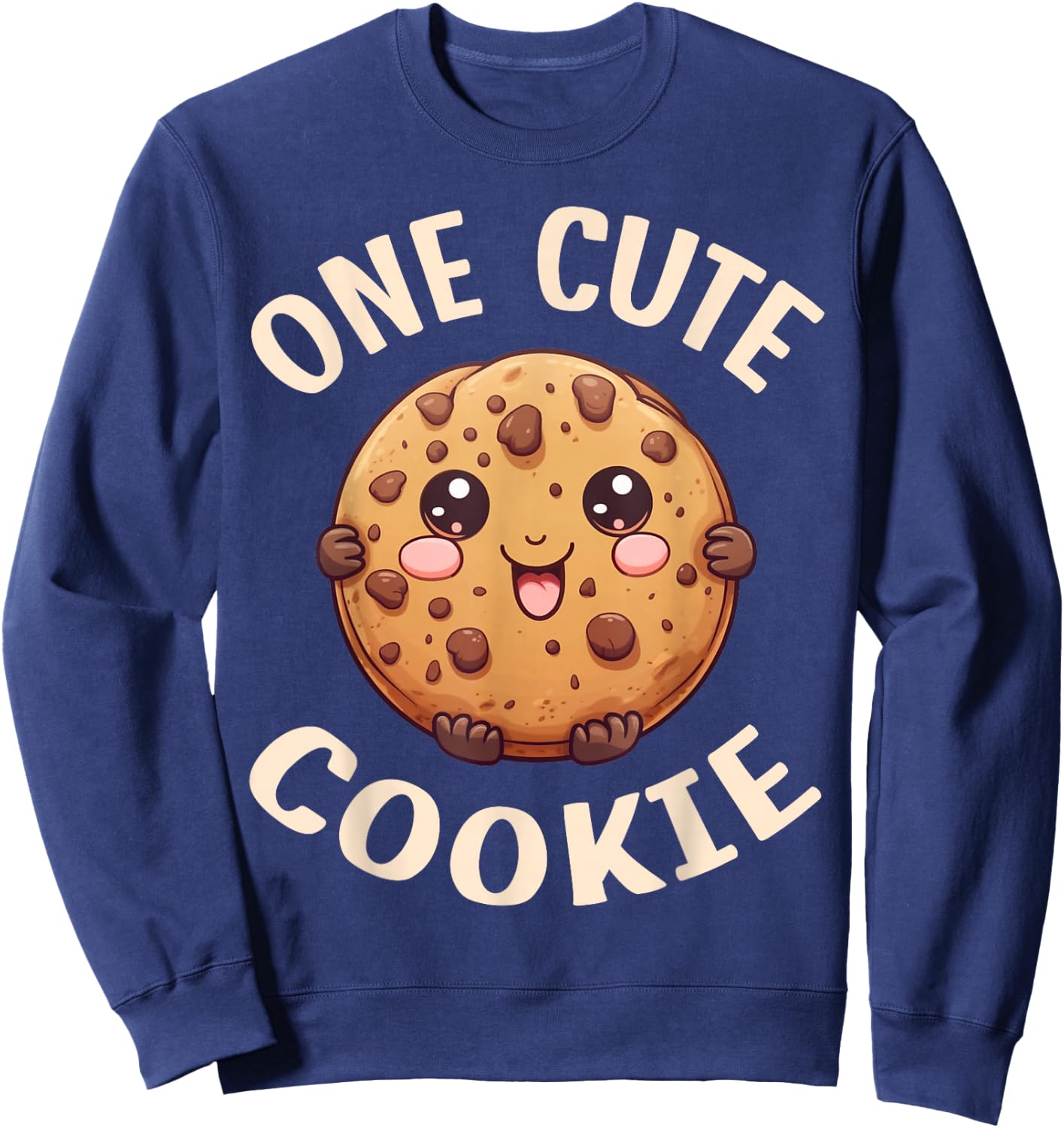 One Cute Cookie Chocolate Chip Kawaii Cookies Sweatshirt - Sweatshirt | Navy