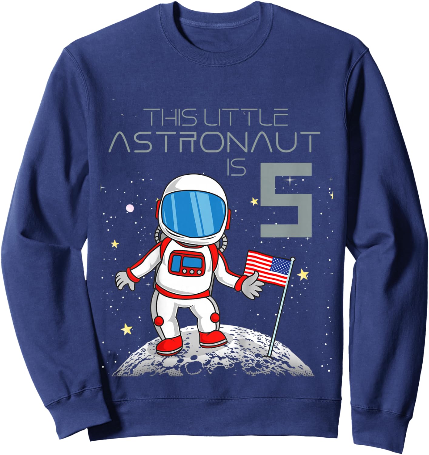 Kids 5th Birthday Astronaut Shirt Boys Gift 5 Year Old Space Geek Sweatshirt - Sweatshirt | Navy