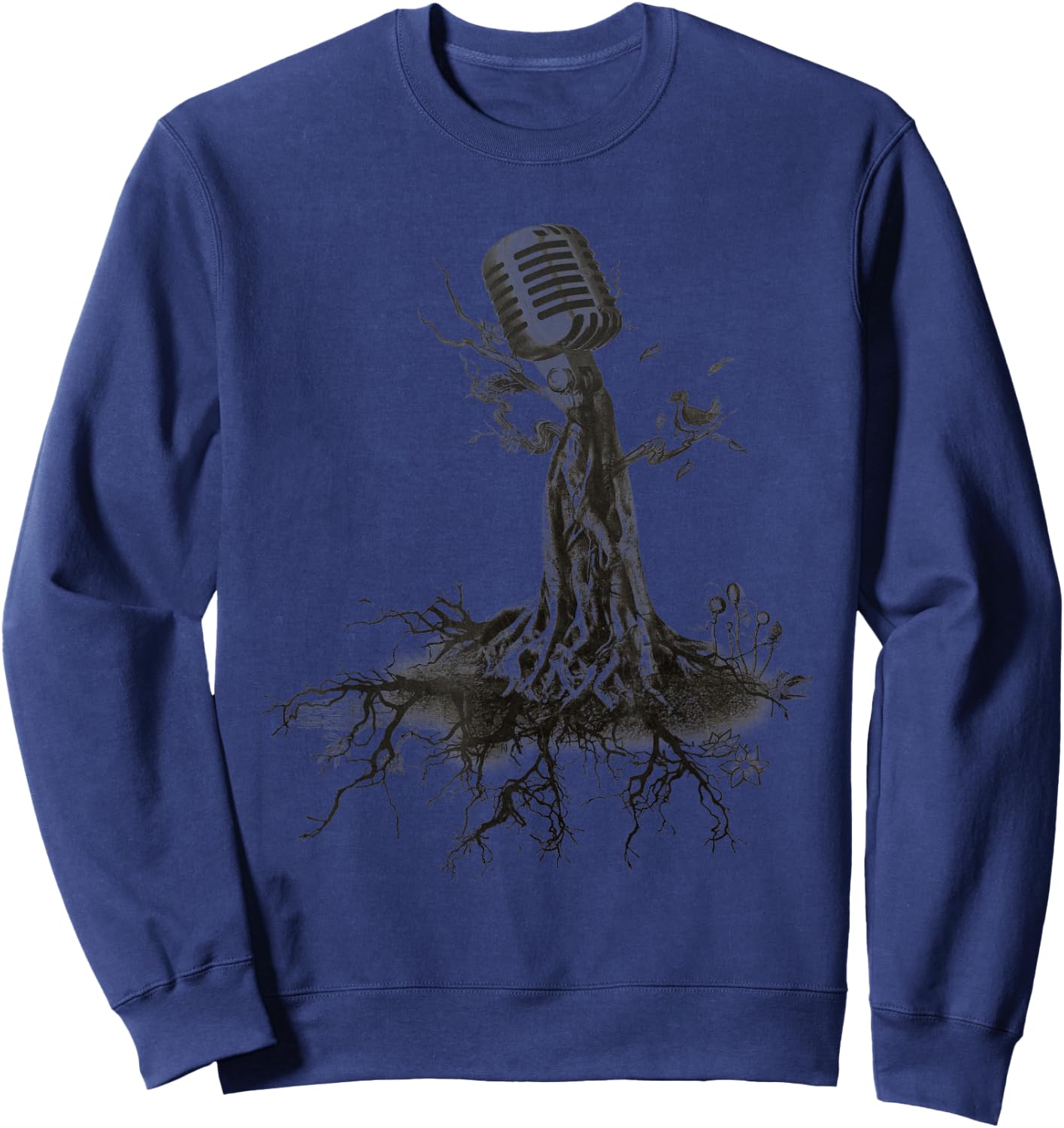 MICROPHONE TREE - roots music singer band sketch Sweatshirt - Sweatshirt | Navy