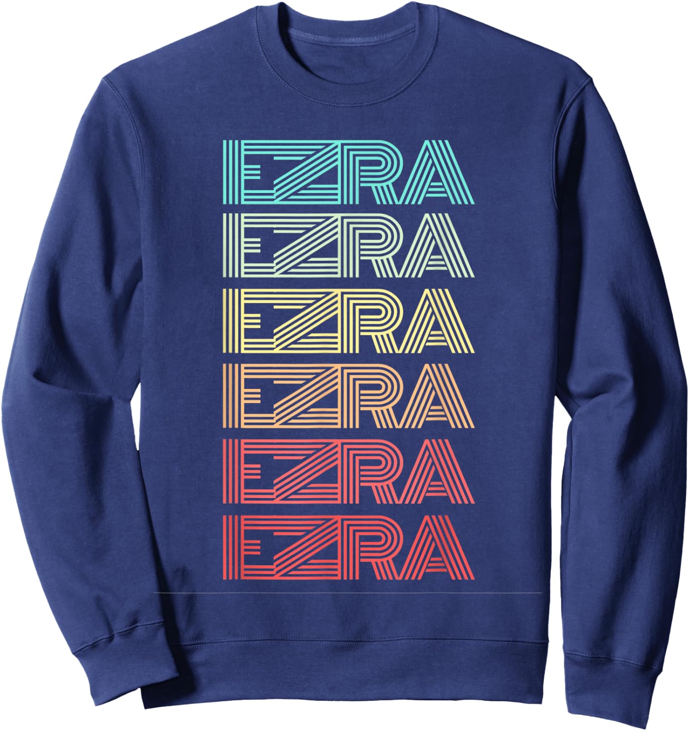 First Name EZRA Boy Retro Personalized Birthday Father Son Sweatshirt - Sweatshirt | Navy