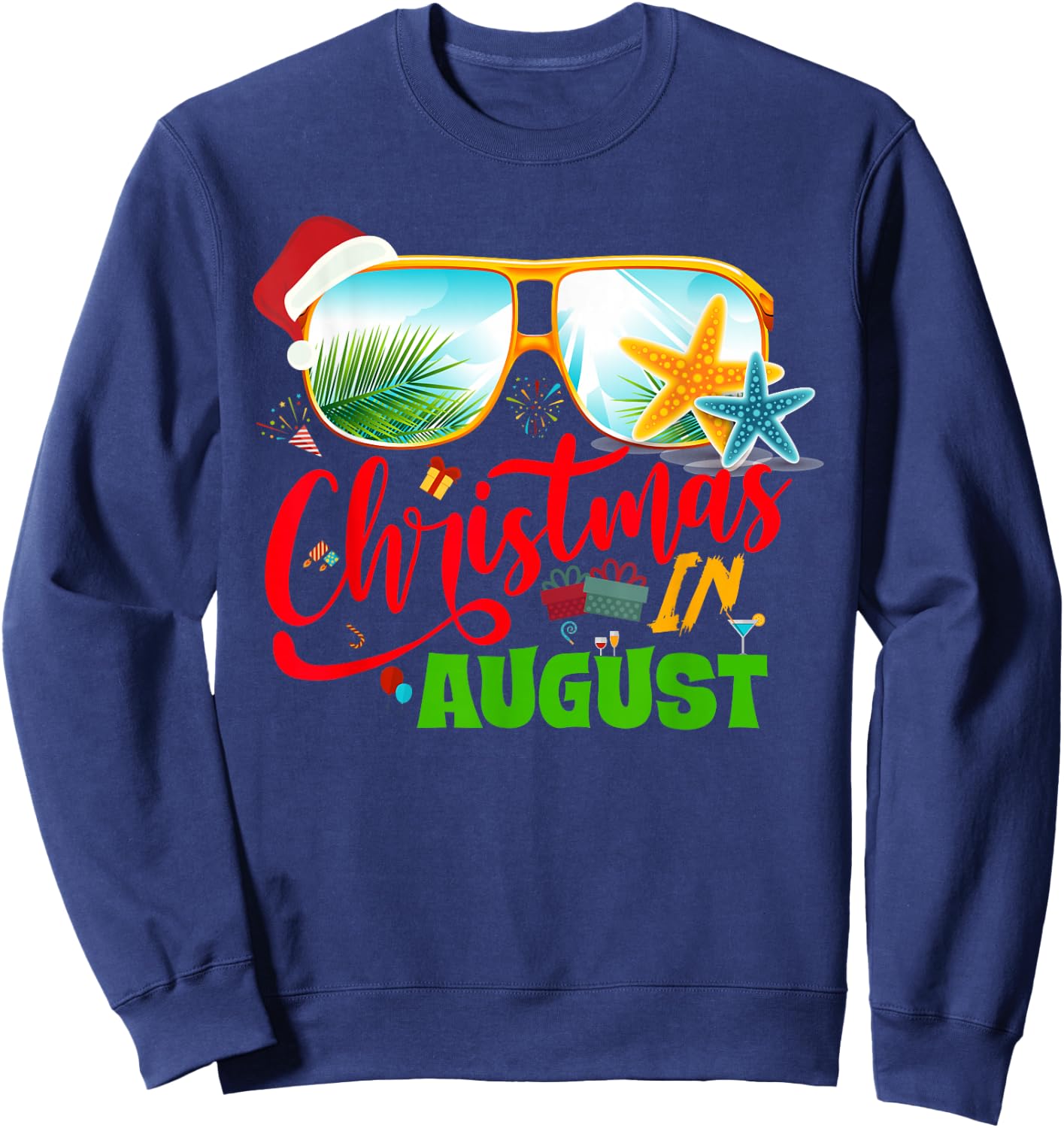 Funny Christmas in August gift Summer Reindeer Float Xmas Sweatshirt - Sweatshirt | Navy