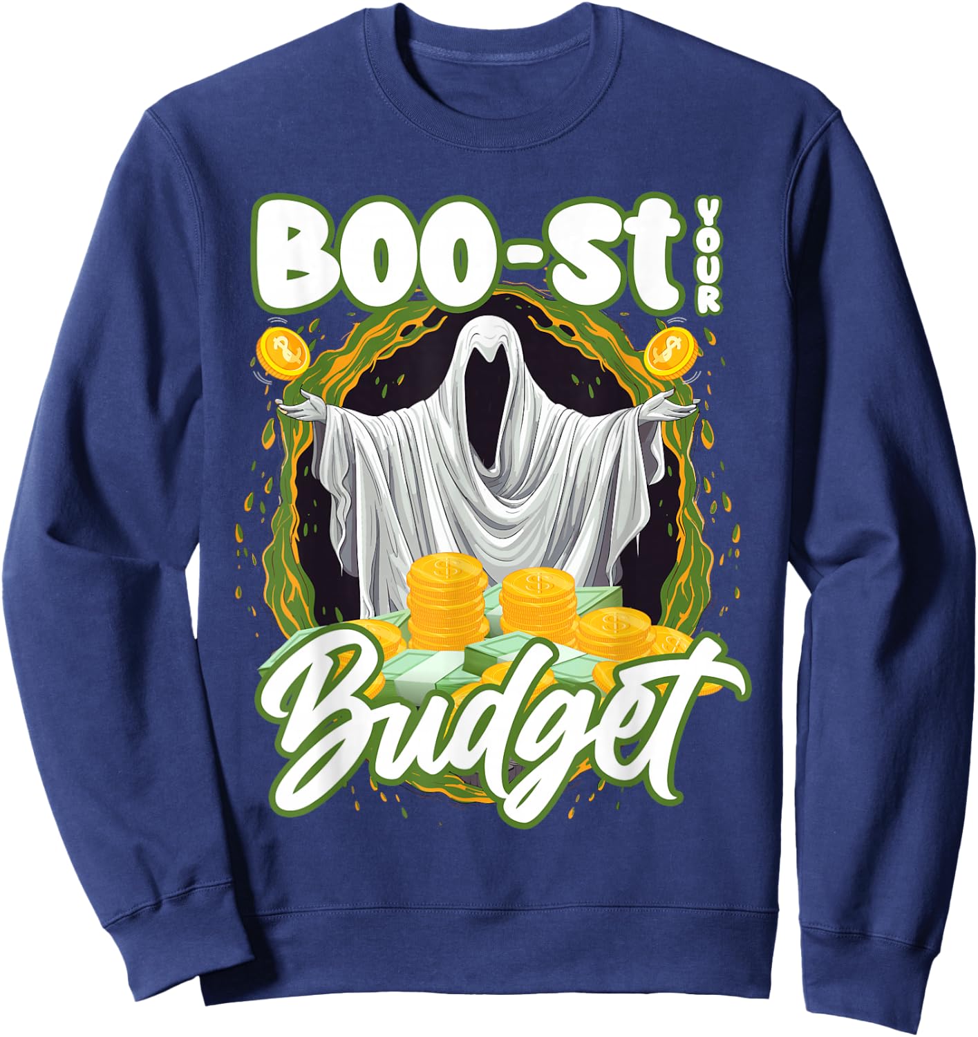 Boo-st Your Budget Halloween Finance Accountant Sweatshirt - Sweatshirt | Navy