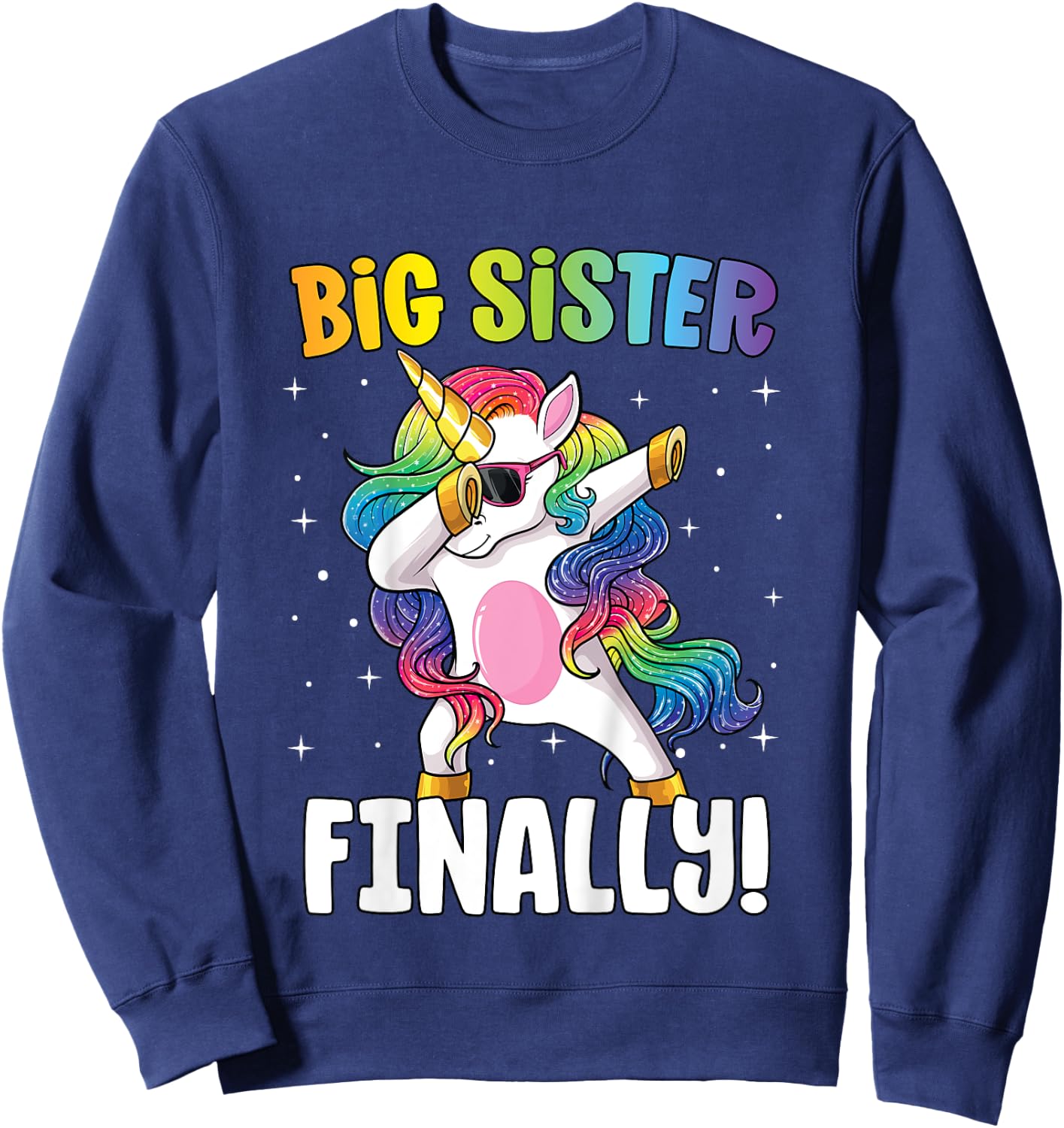 Big Sister Finally Dabbing Unicorn Girls Big Sister Sweatshirt - Sweatshirt | Navy