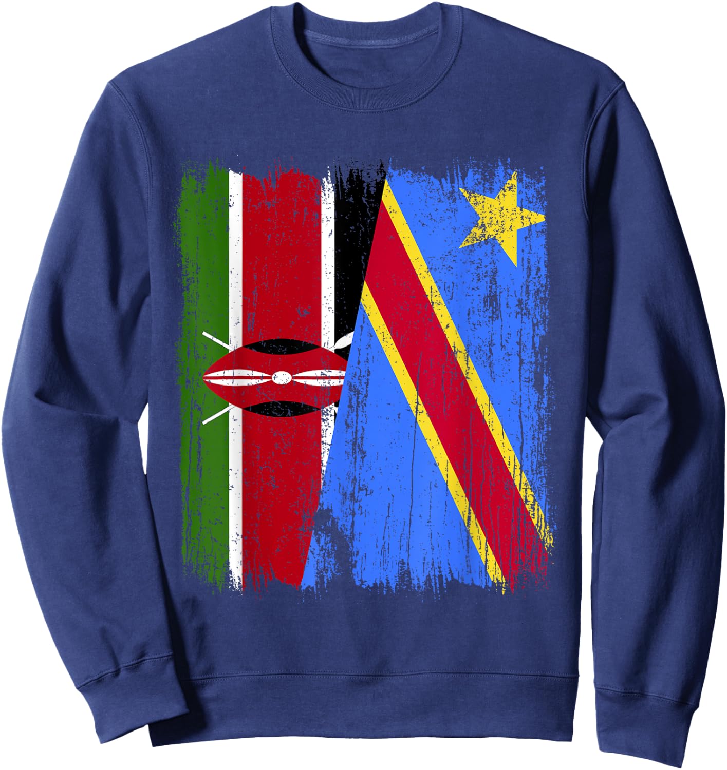 Kenya Congo Half Flag Kenyan Congolese Pride Jersey Sweatshirt - Sweatshirt | Navy