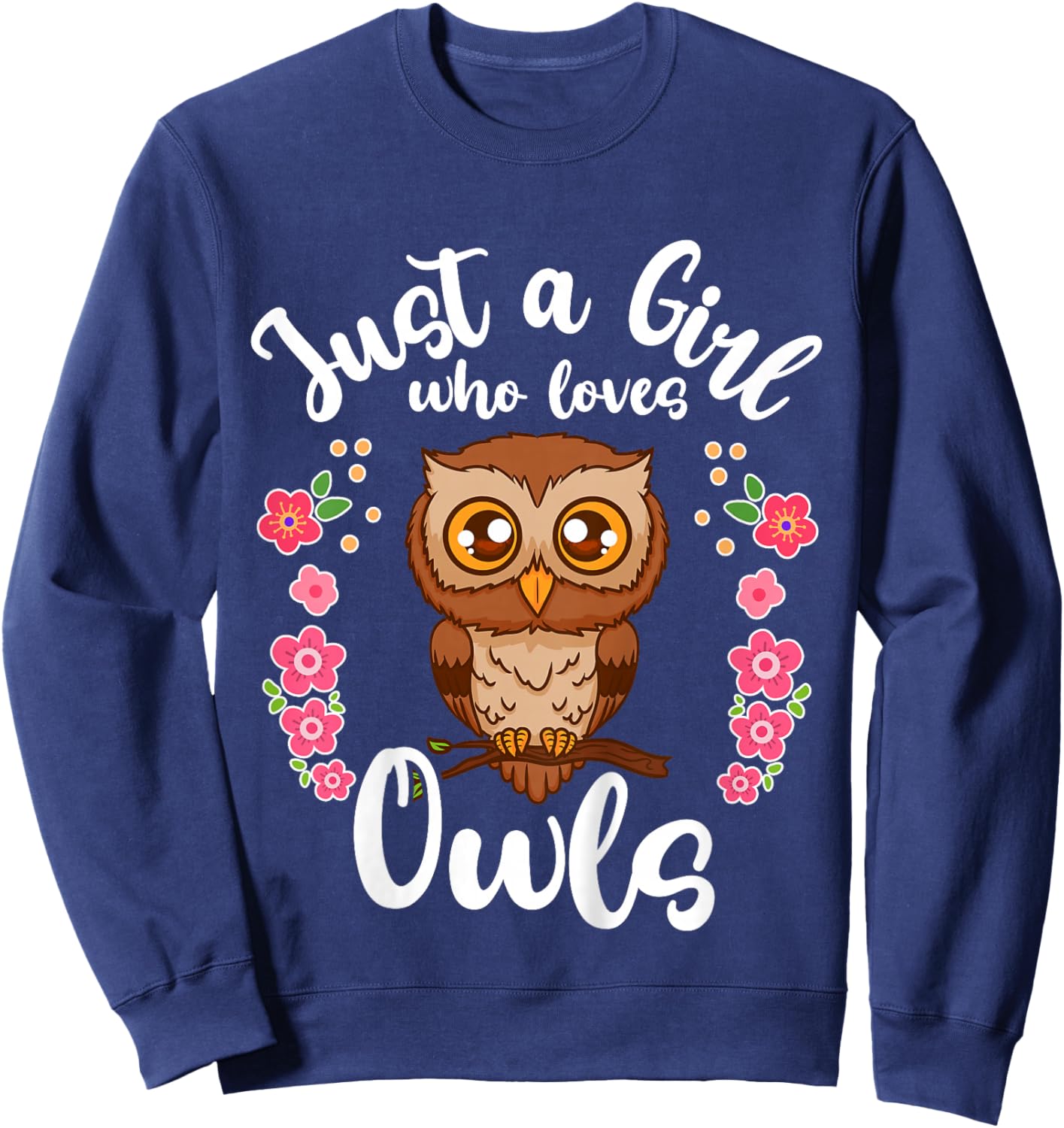 Kids Owl Just a Girl Who Loves Owls Sweatshirt - Sweatshirt | Navy
