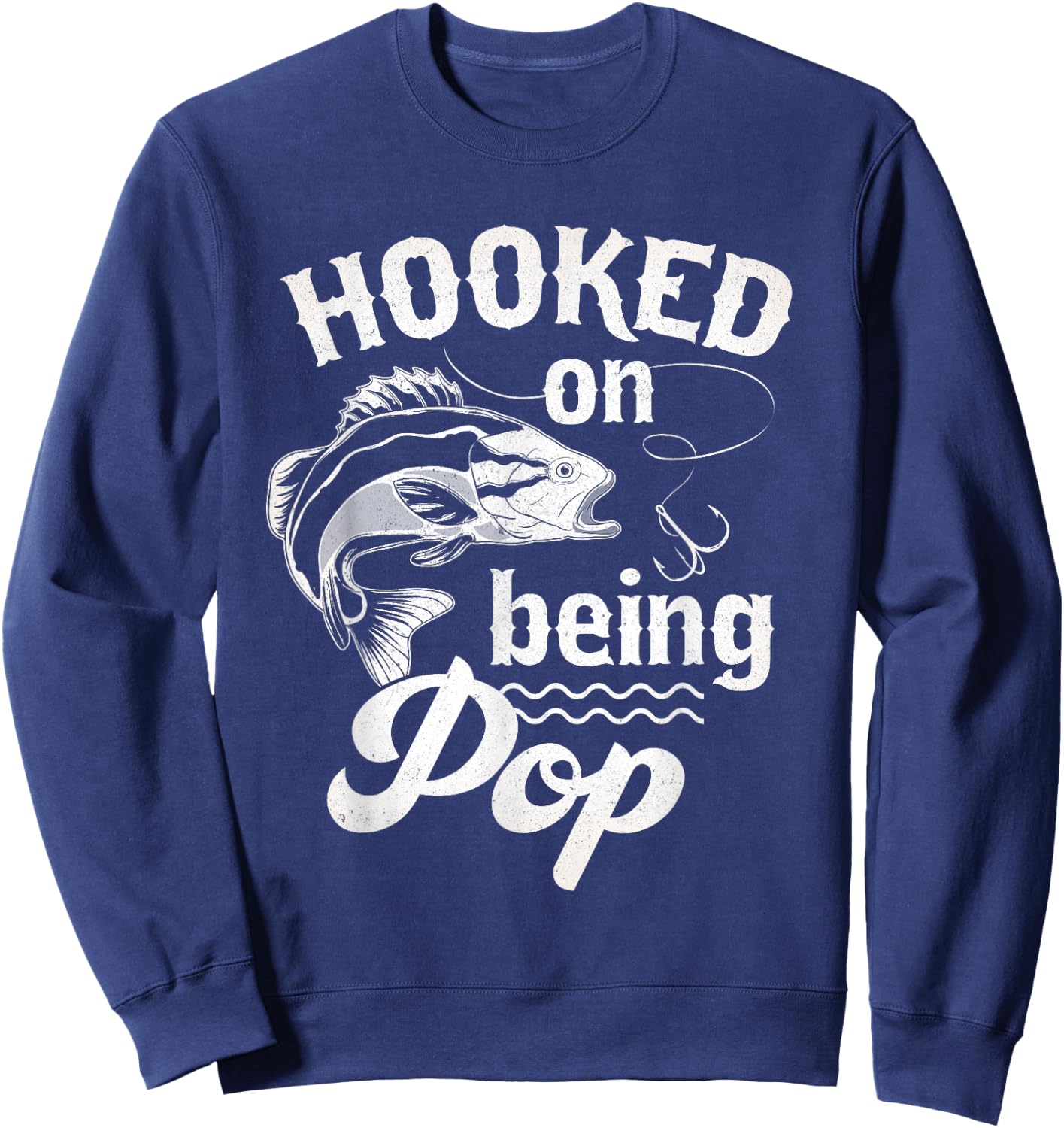 Vintage Fishing Pop Gifts For Father's Day Fisherman Men Sweatshirt - Sweatshirt | Navy