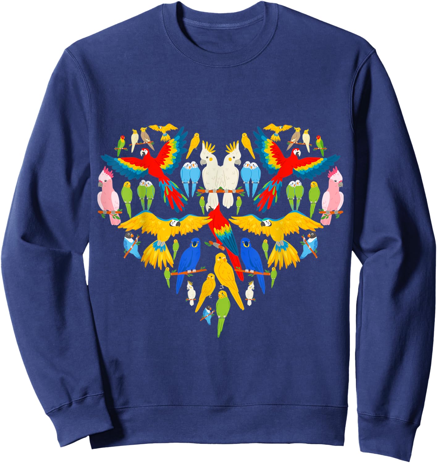 Parrot Animal Heart Shape Cute Parrot Poses Heart Parrots Sweatshirt - Sweatshirt | Navy